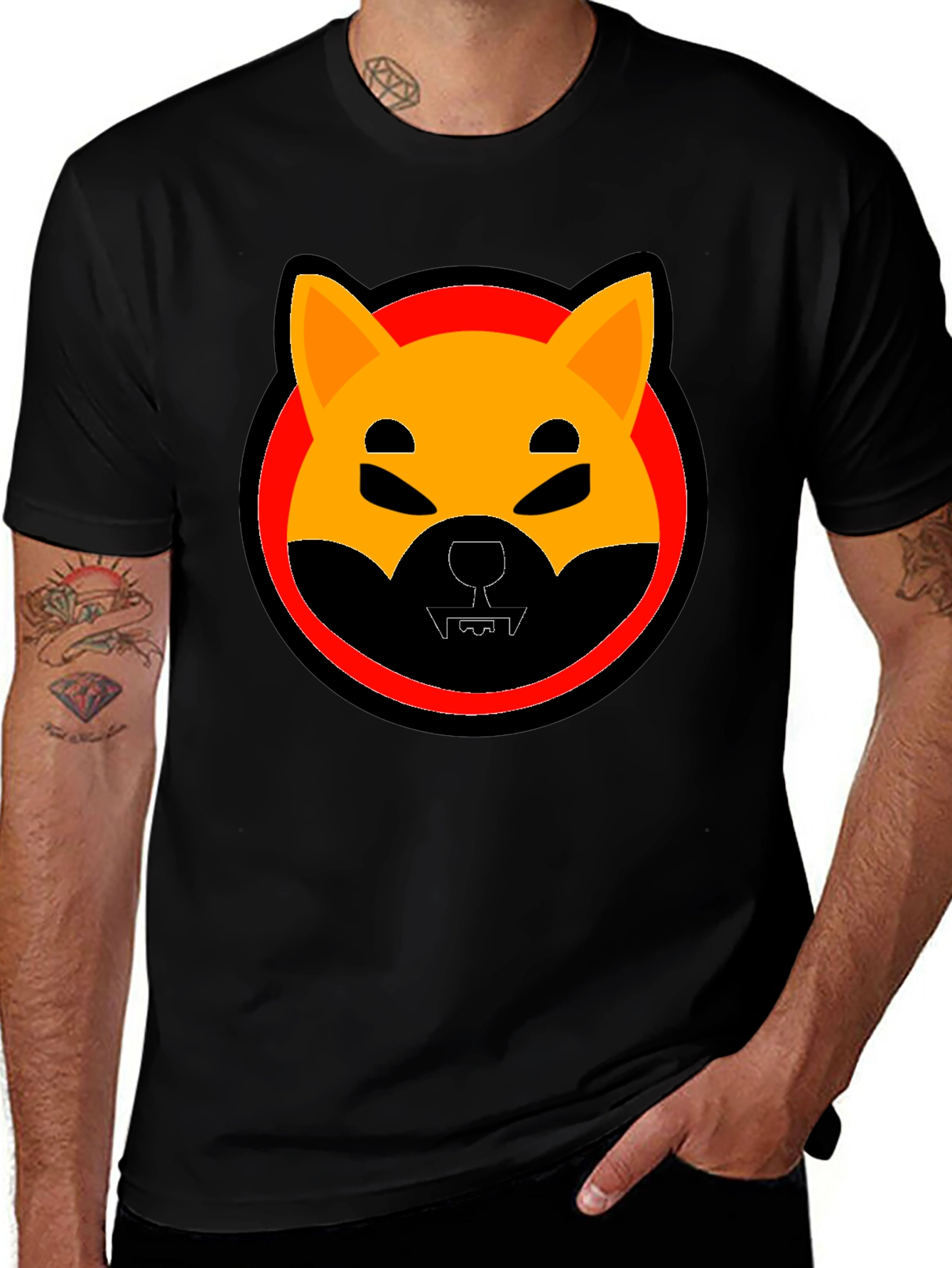 Shiba Inu Doge Coin Graphic T-Shirt - Black