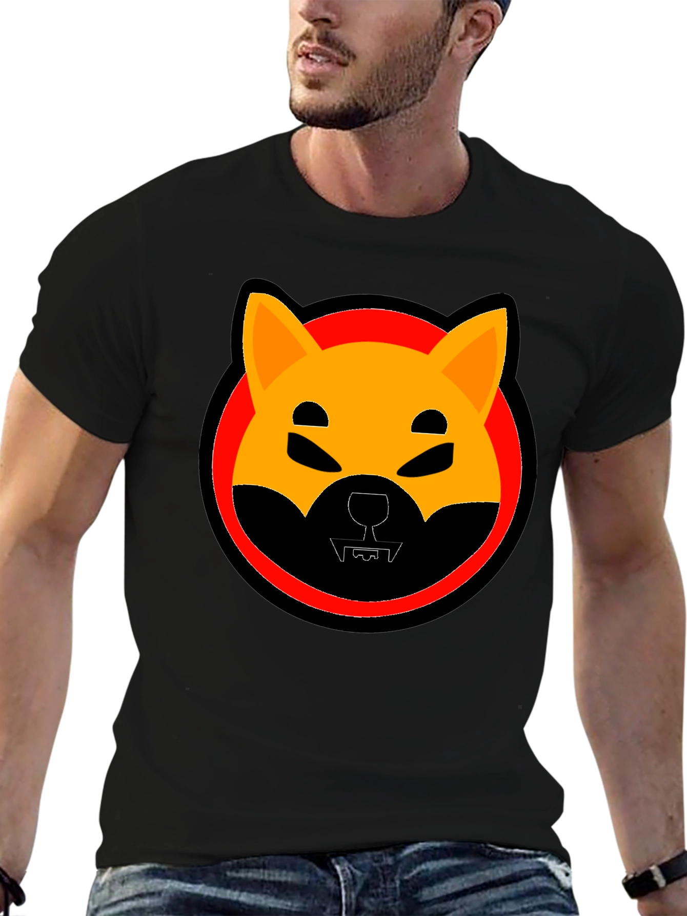 Shiba Inu Doge Coin Graphic T-Shirt - Black