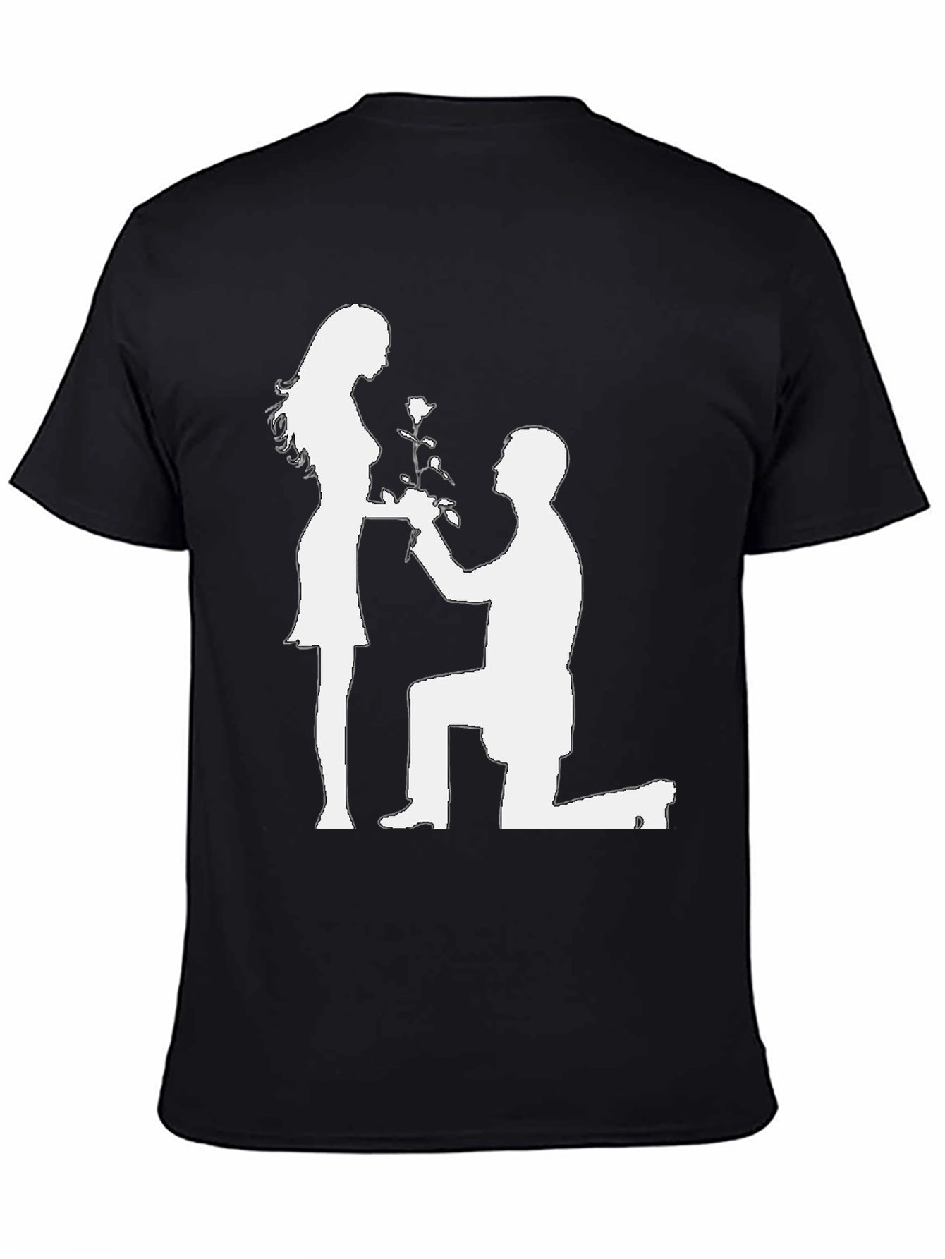 Romantic Proposal T-Shirt - Black Cotton Graphic Tee