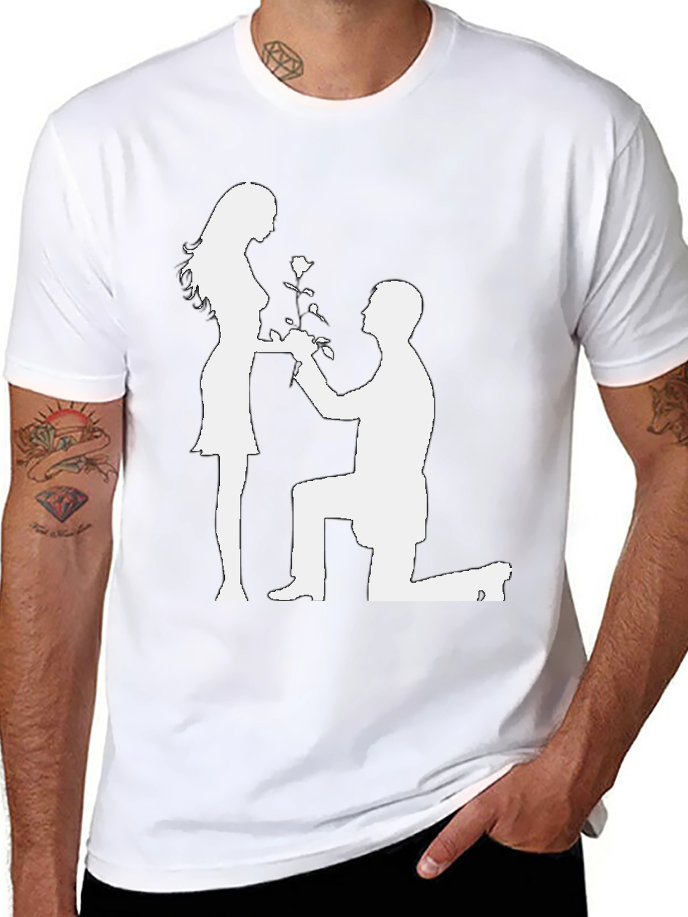 Romantic Proposal T-Shirt - Black Cotton Graphic Tee