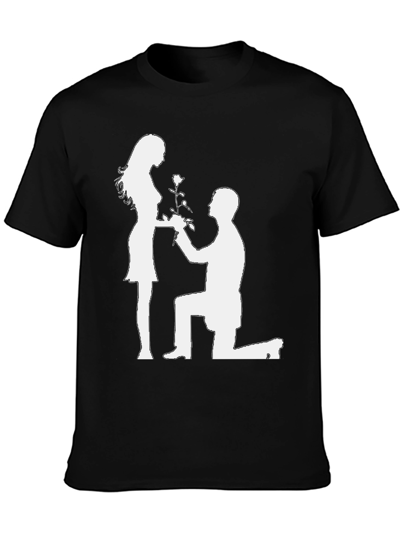 Romantic Proposal T-Shirt - Black Cotton Graphic Tee