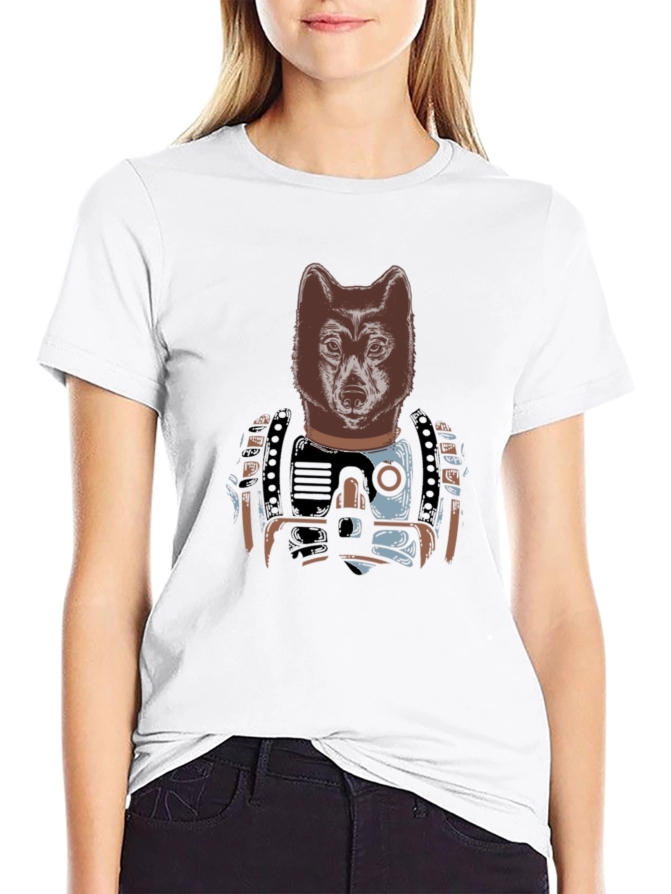 Wolf Warrior Graphic T-Shirt - Black