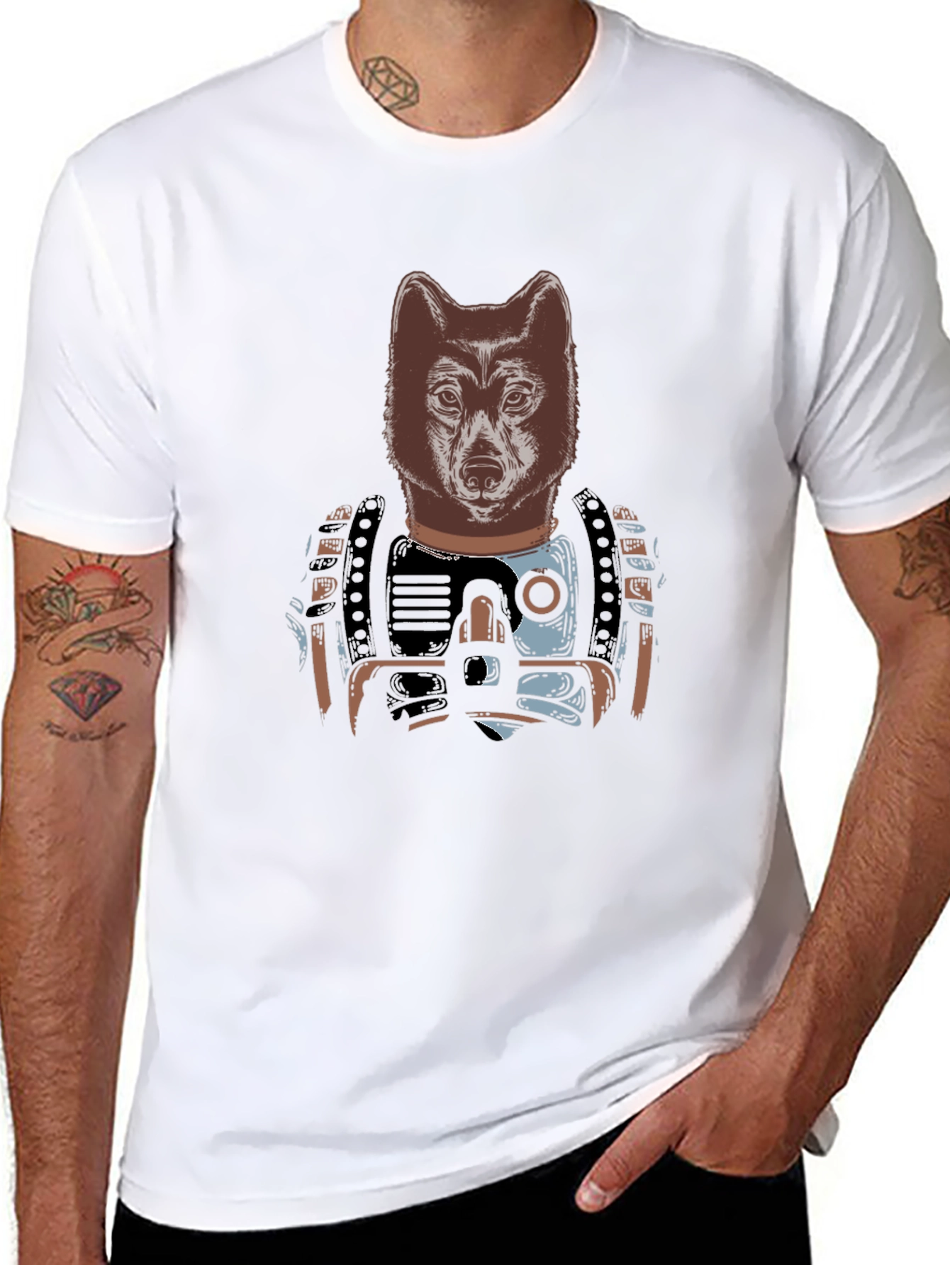 Wolf Warrior Graphic T-Shirt - Black