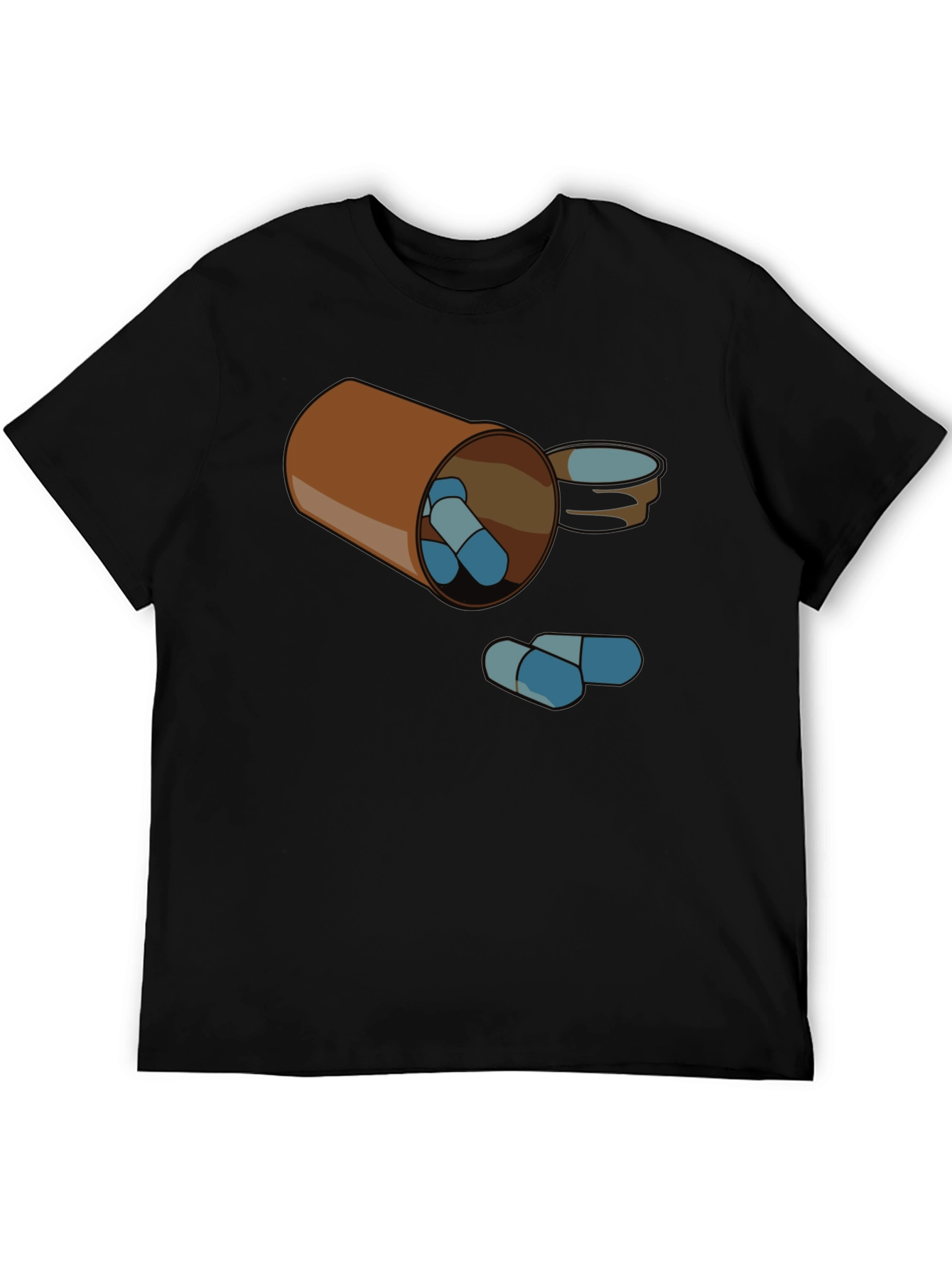 Pill Bottle Graphic Tee - Black Cotton T-Shirt