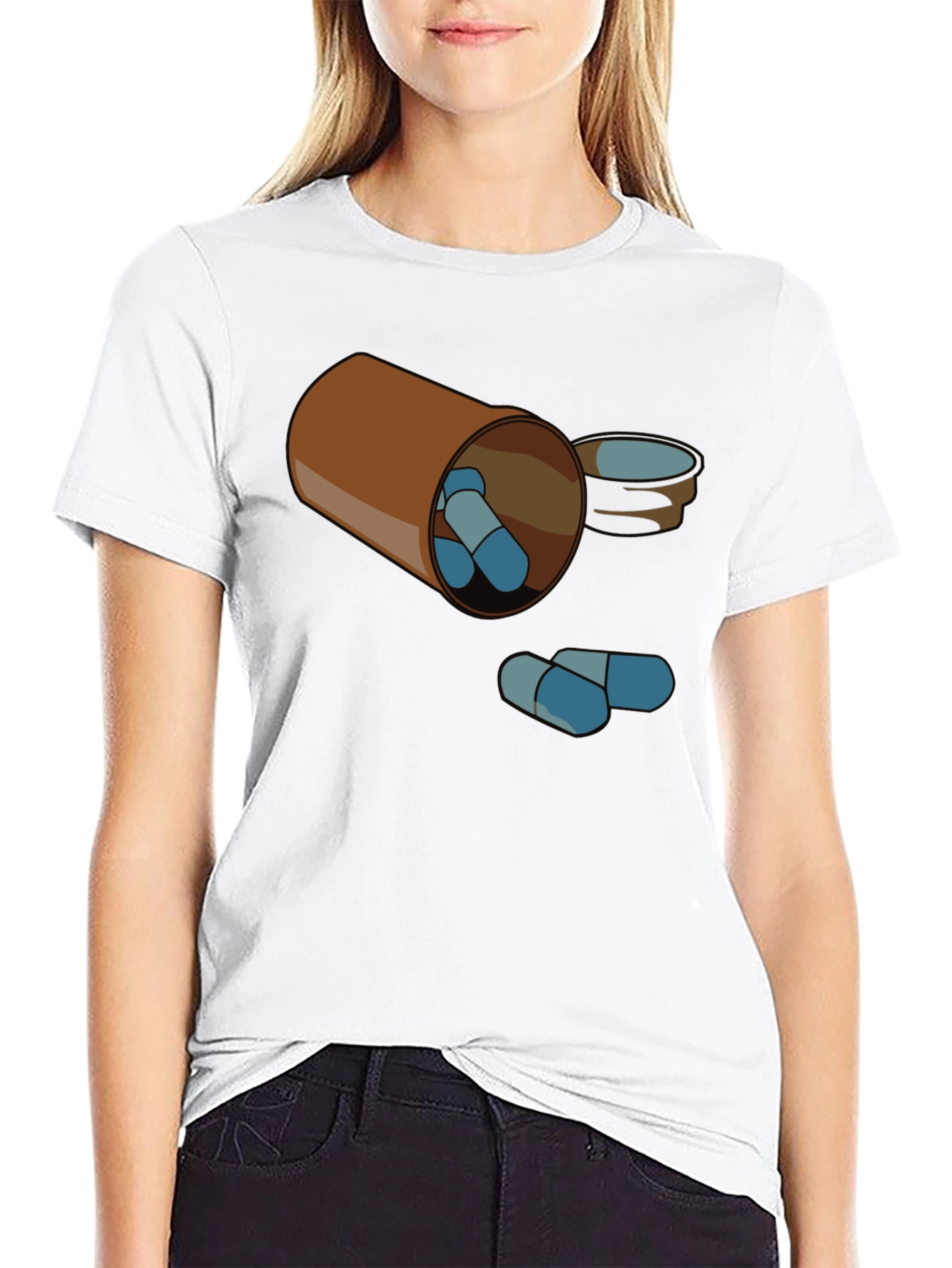 Pill Bottle Graphic Tee - Black Cotton T-Shirt