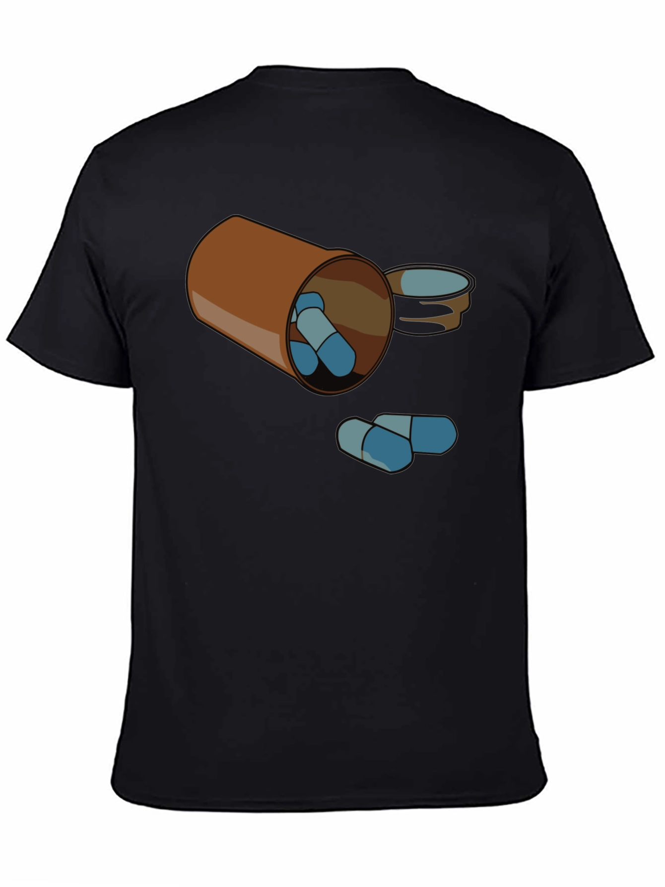 Pill Bottle Graphic Tee - Black Cotton T-Shirt