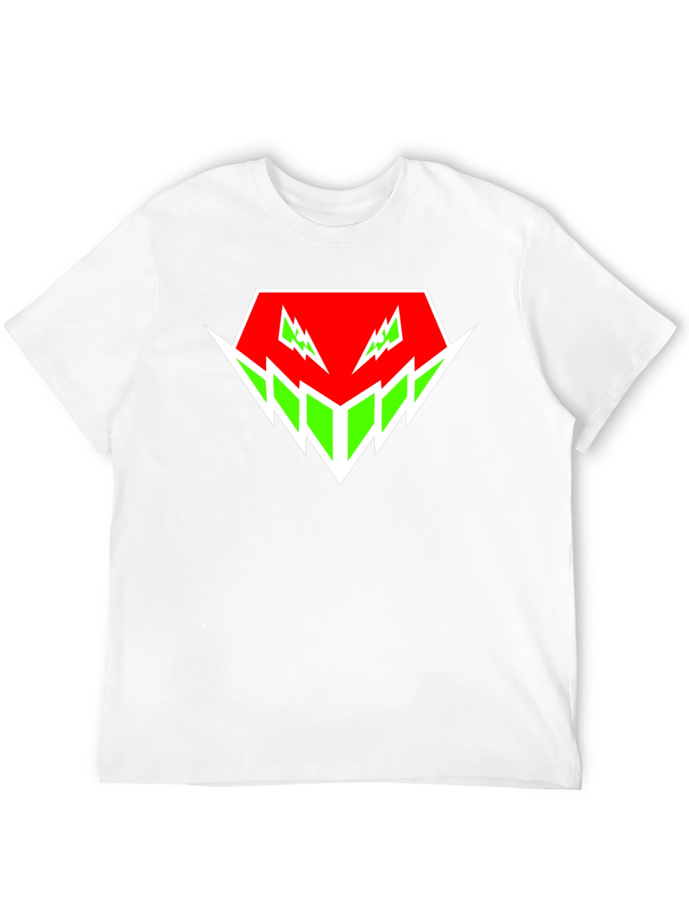 Edgy Graphic Tee - Red & Green Abstract Design