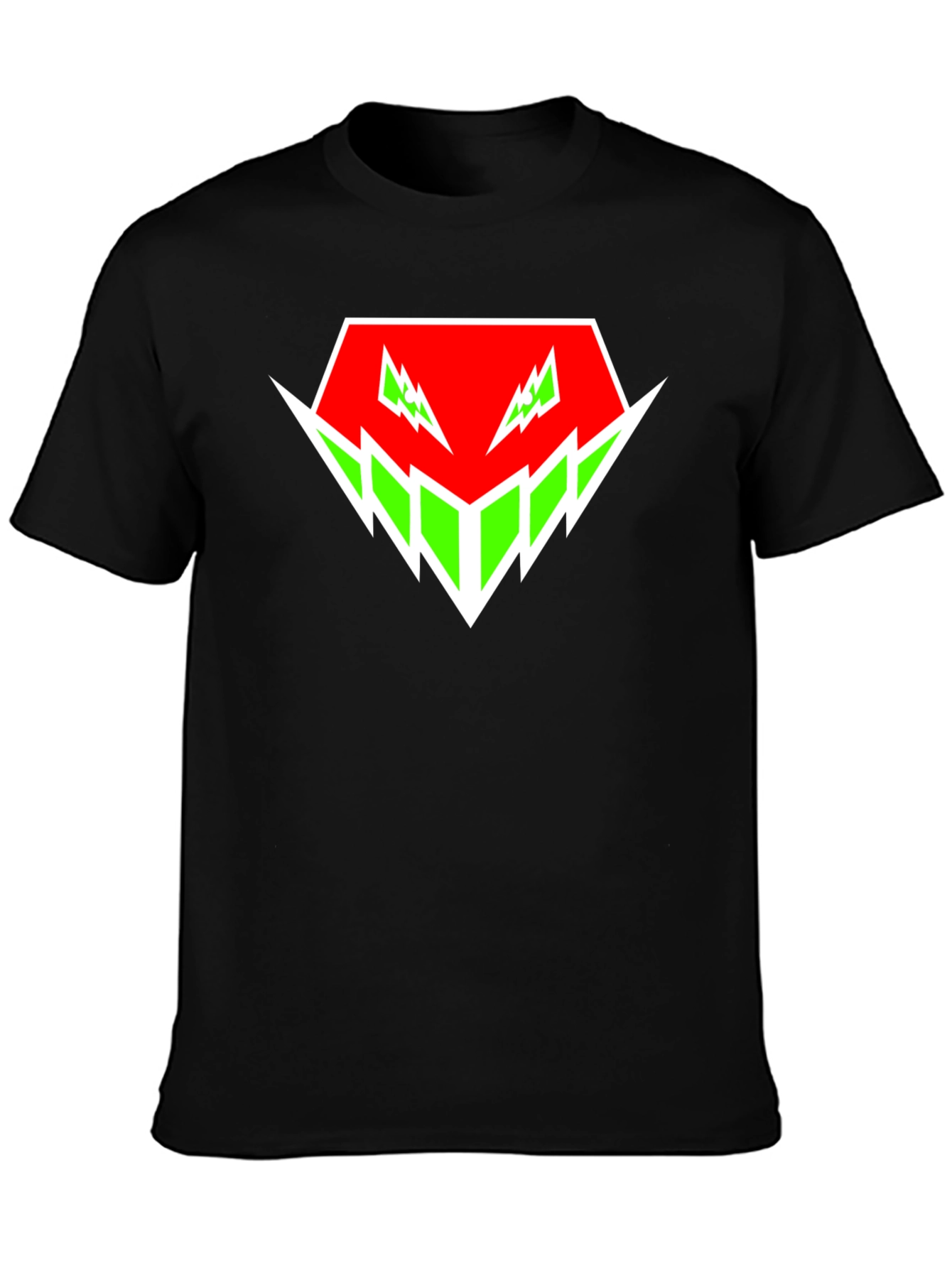 Edgy Graphic Tee - Red & Green Abstract Design