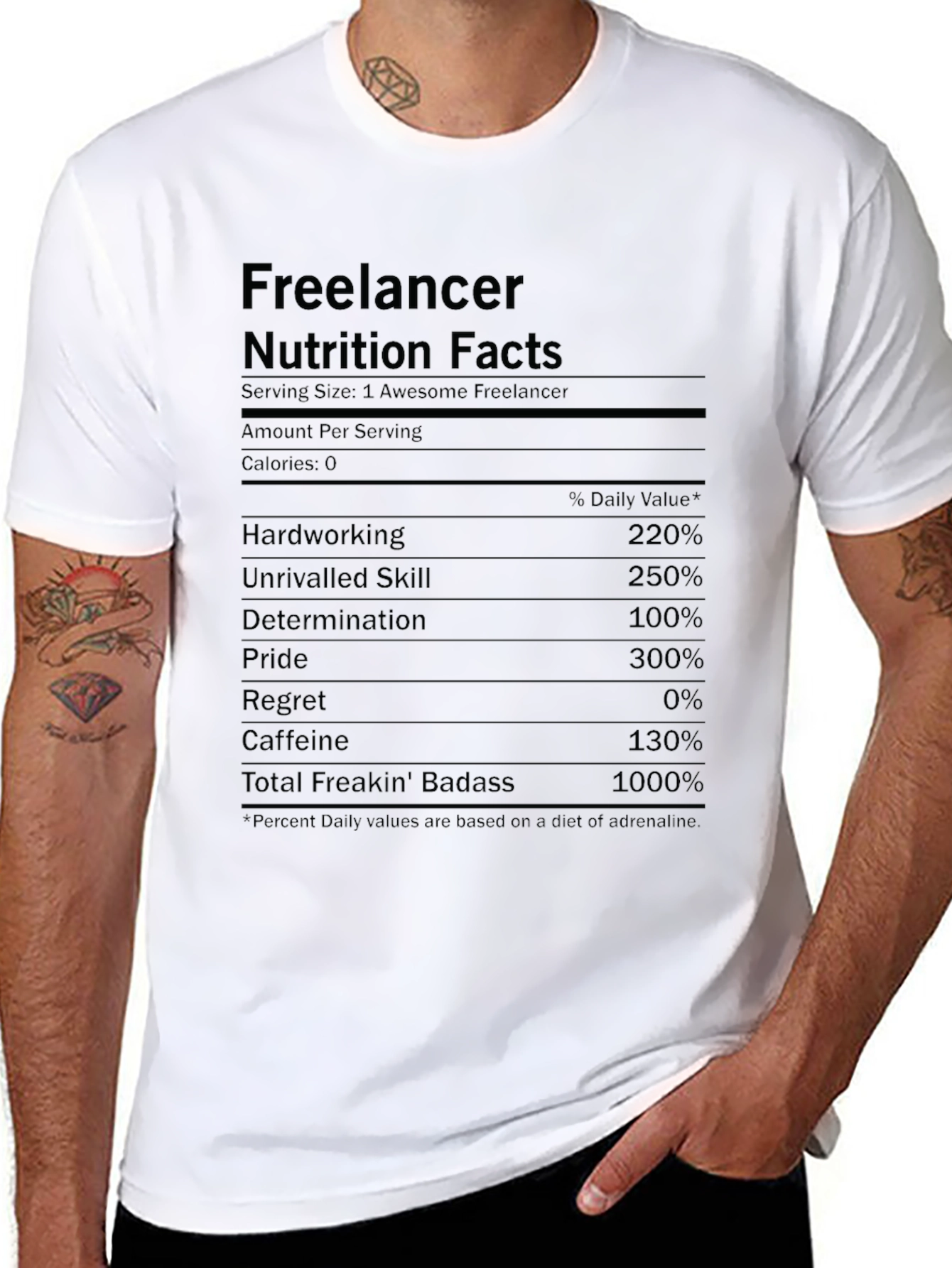Freelancer Nutrition Facts Black T-Shirt