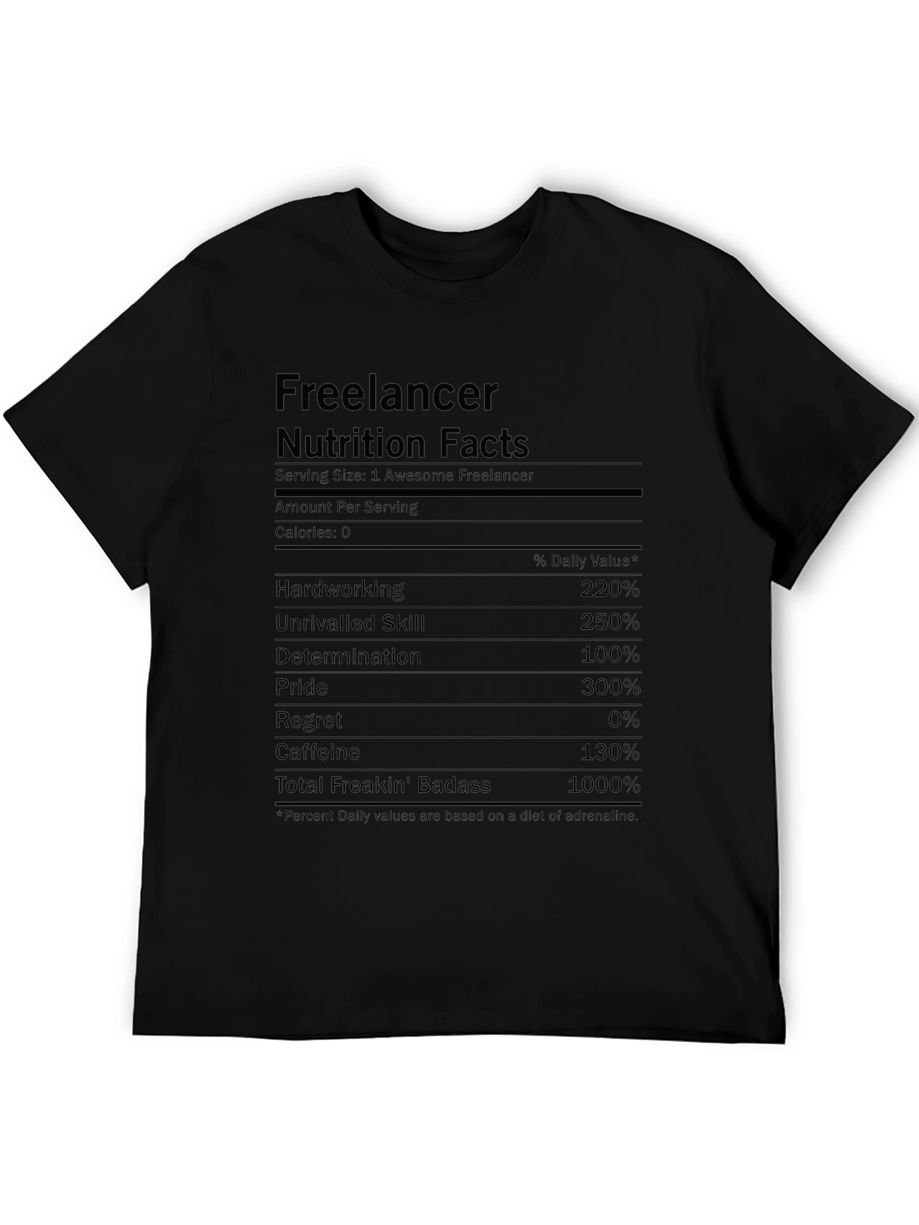 Freelancer Nutrition Facts Black T-Shirt