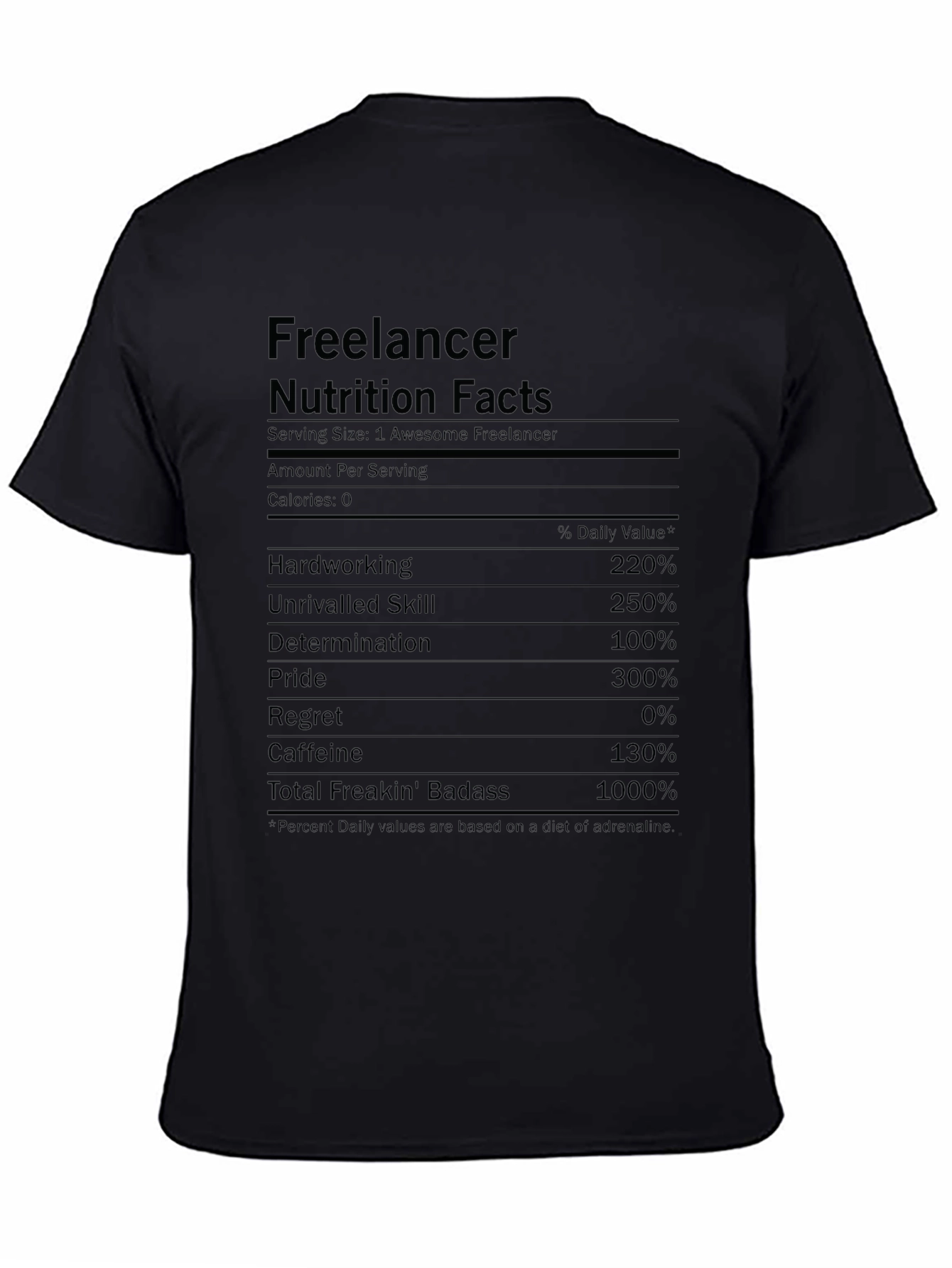Freelancer Nutrition Facts Black T-Shirt