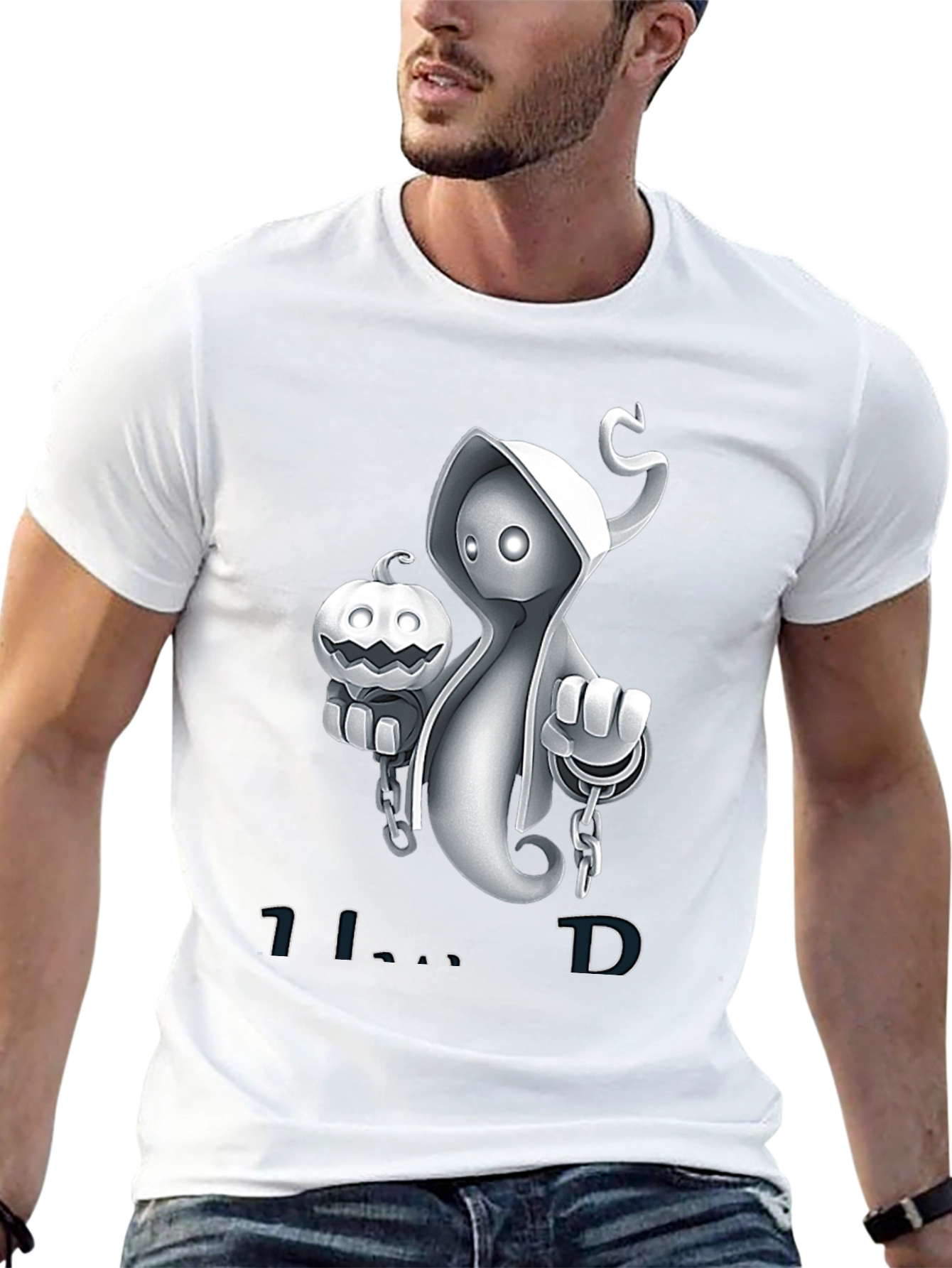 Spooky Ghost Pumpkin Halloween T-Shirt