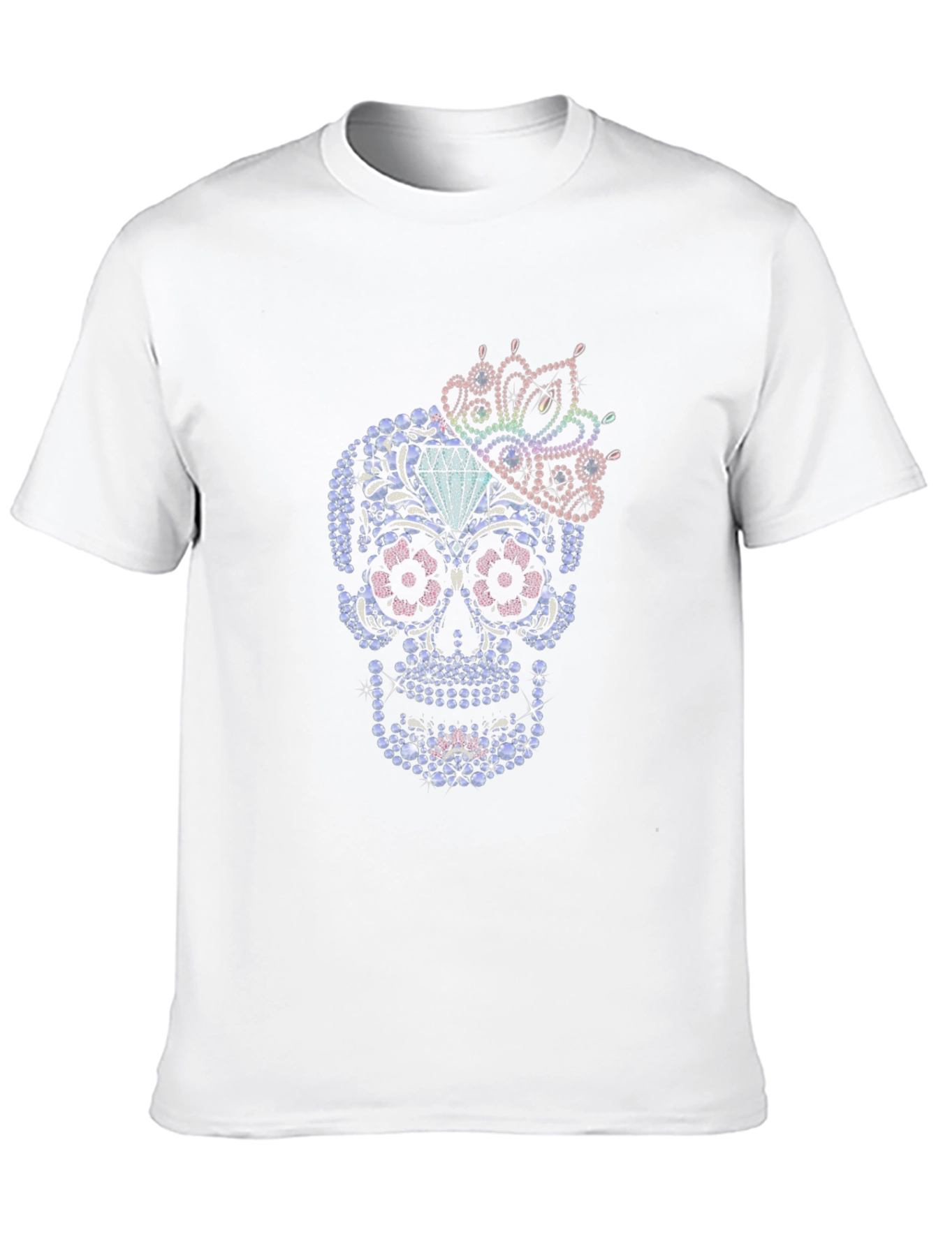 Rhinestone Sugar Skull Graphic T-Shirt - Mens