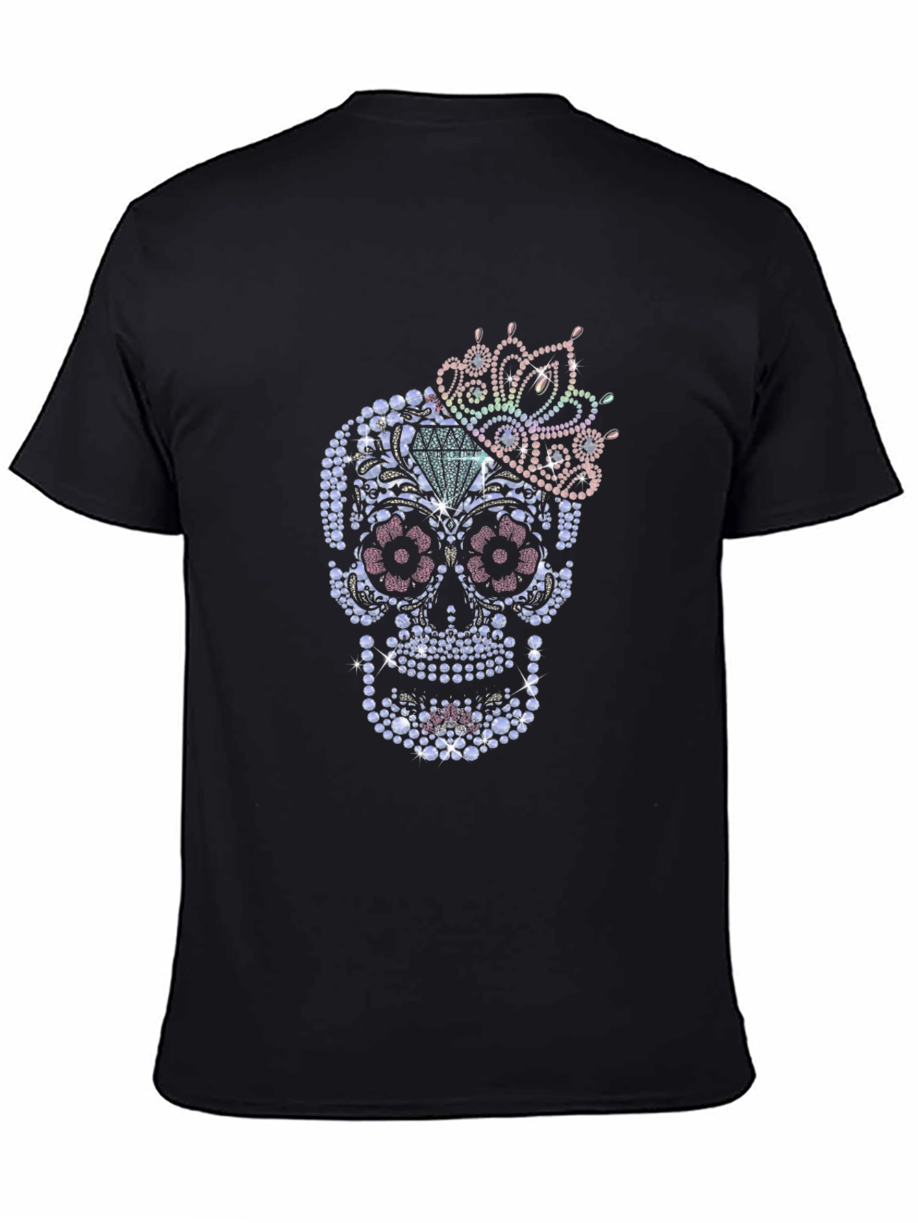 Rhinestone Sugar Skull Graphic T-Shirt - Mens