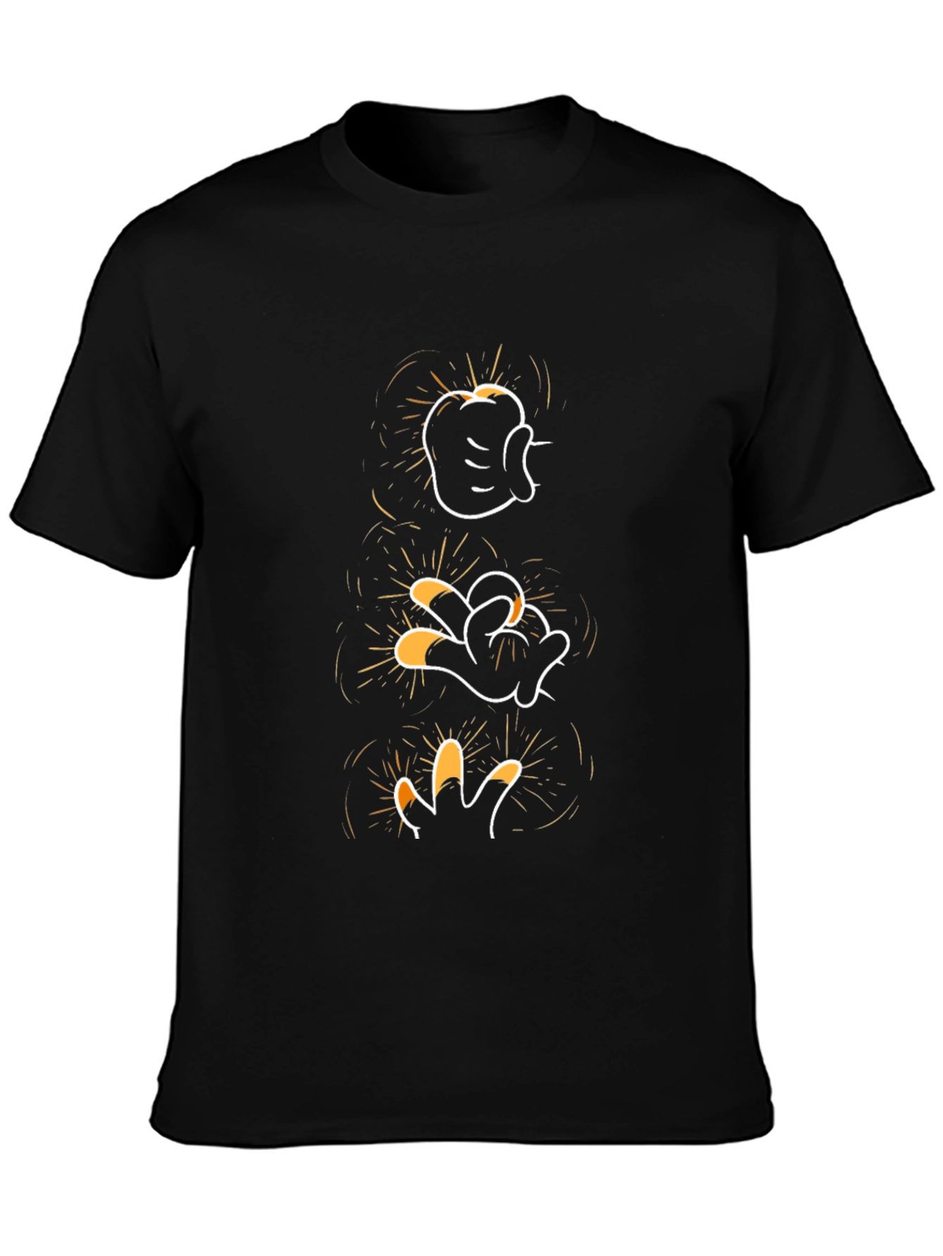 Mickey Mouse Glove Hand Evolution Black T-Shirt