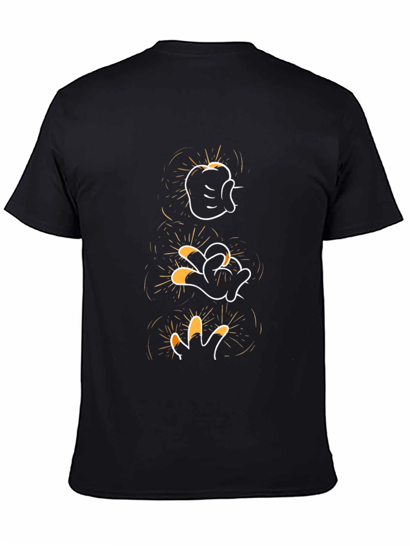 Mickey Mouse Glove Hand Evolution Black T-Shirt