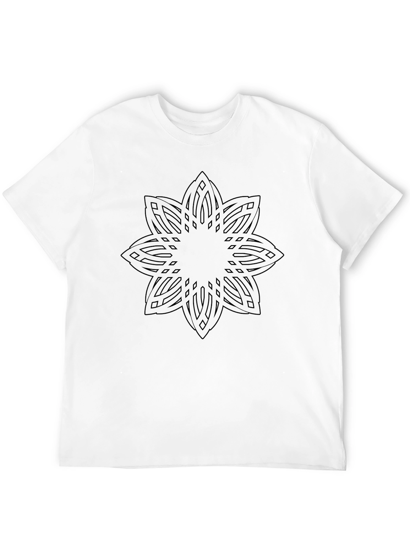 Black Geometric Mandala Print T-Shirt