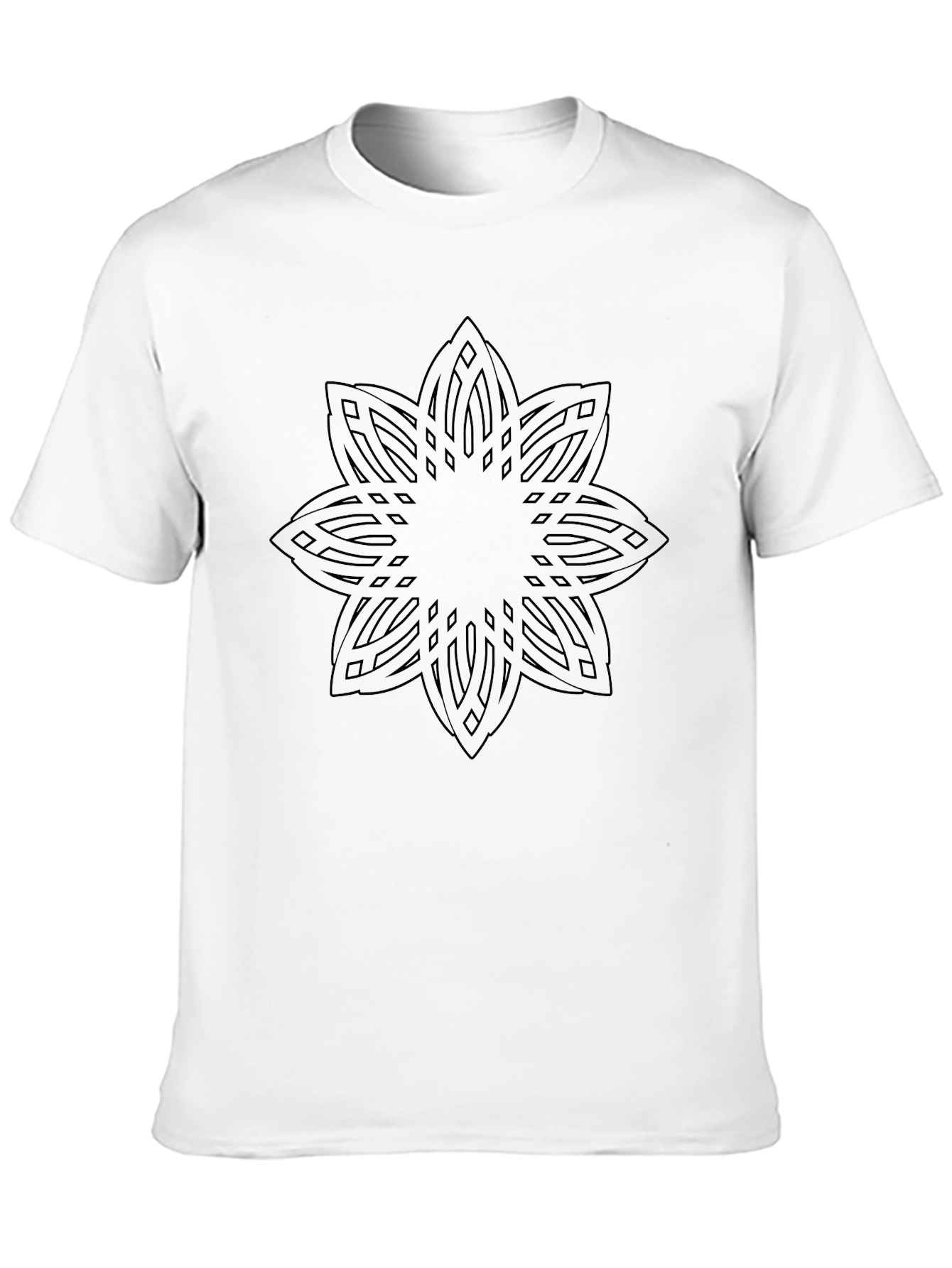 Black Geometric Mandala Print T-Shirt