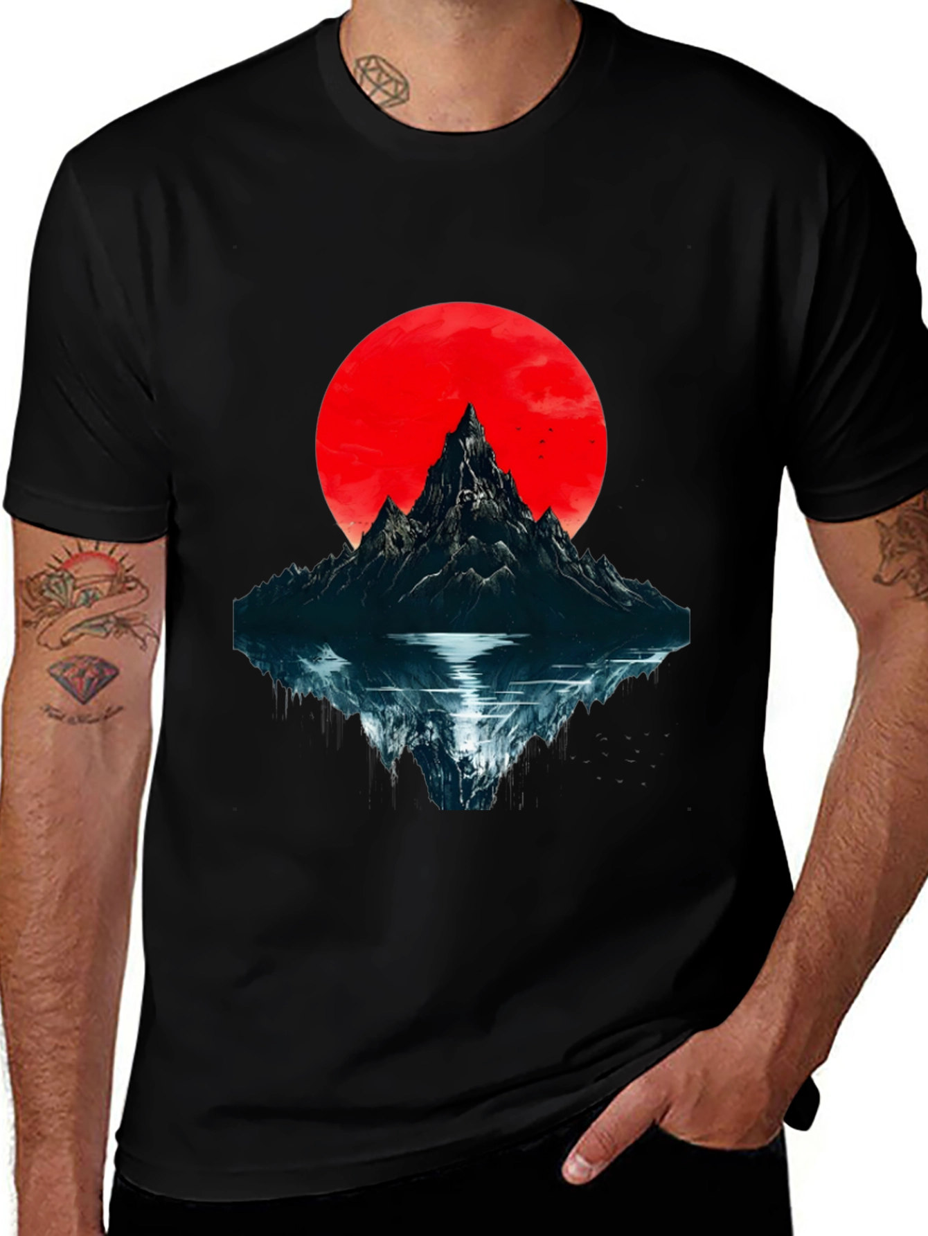 Mountain & Moon Graphic T-Shirt - Black