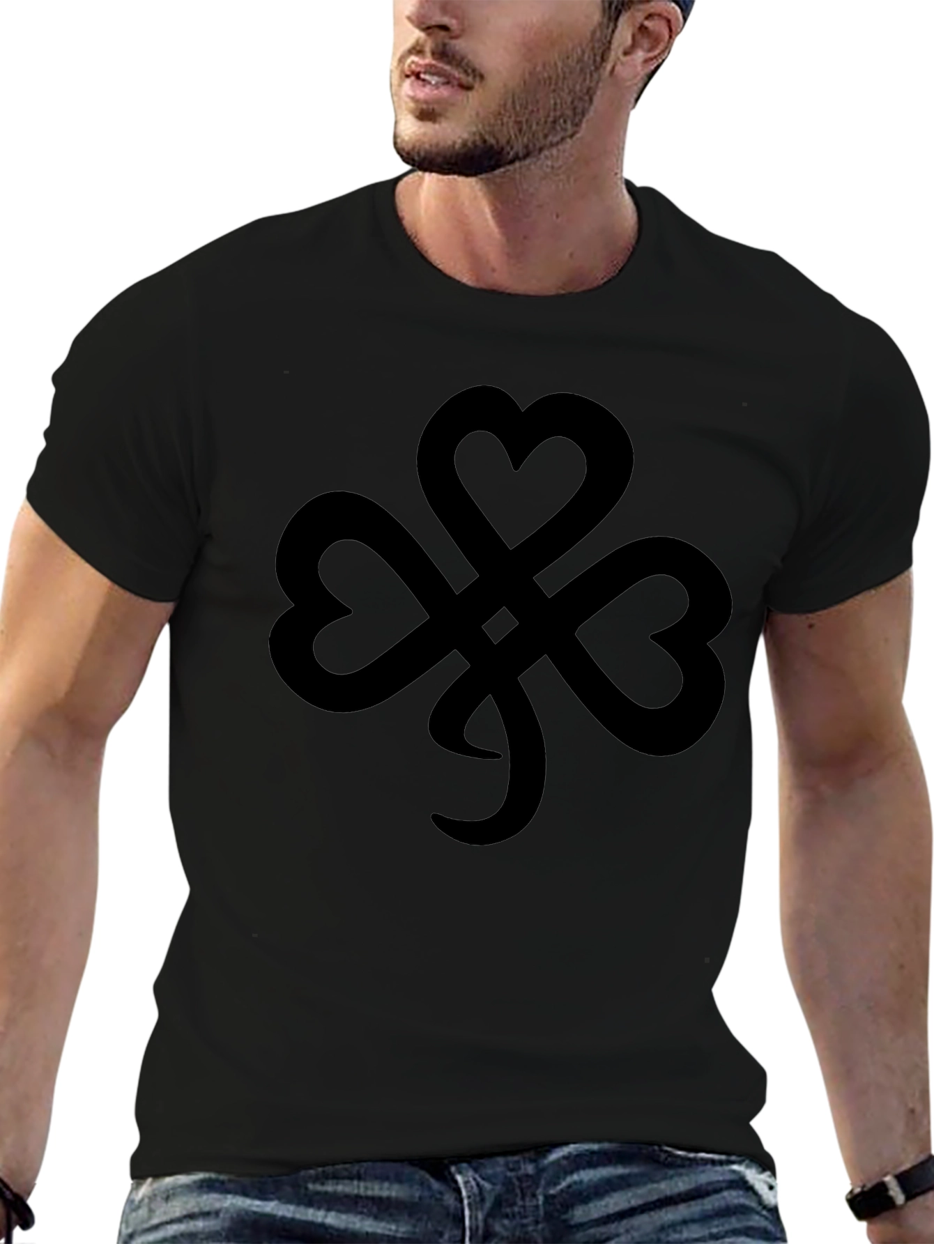 Stylish Black Shamrock T-Shirt