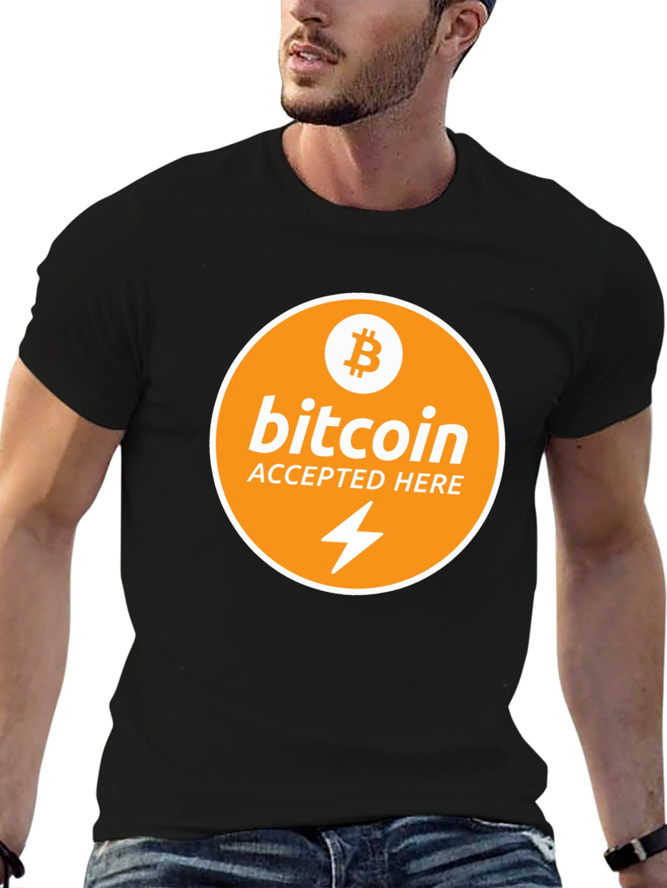 Bitcoin Accepted Here Black T-Shirt Crypto