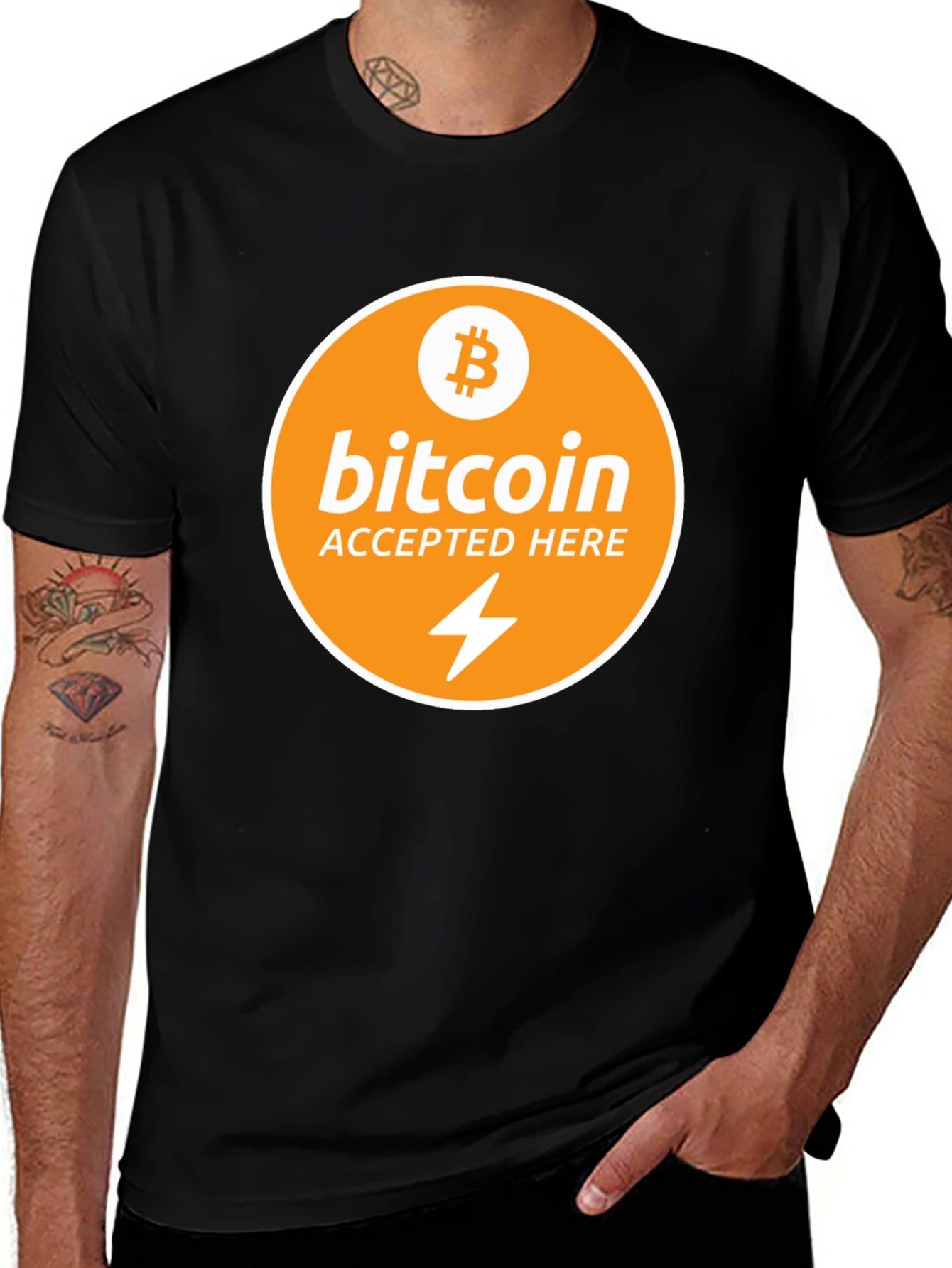 Bitcoin Accepted Here Black T-Shirt Crypto