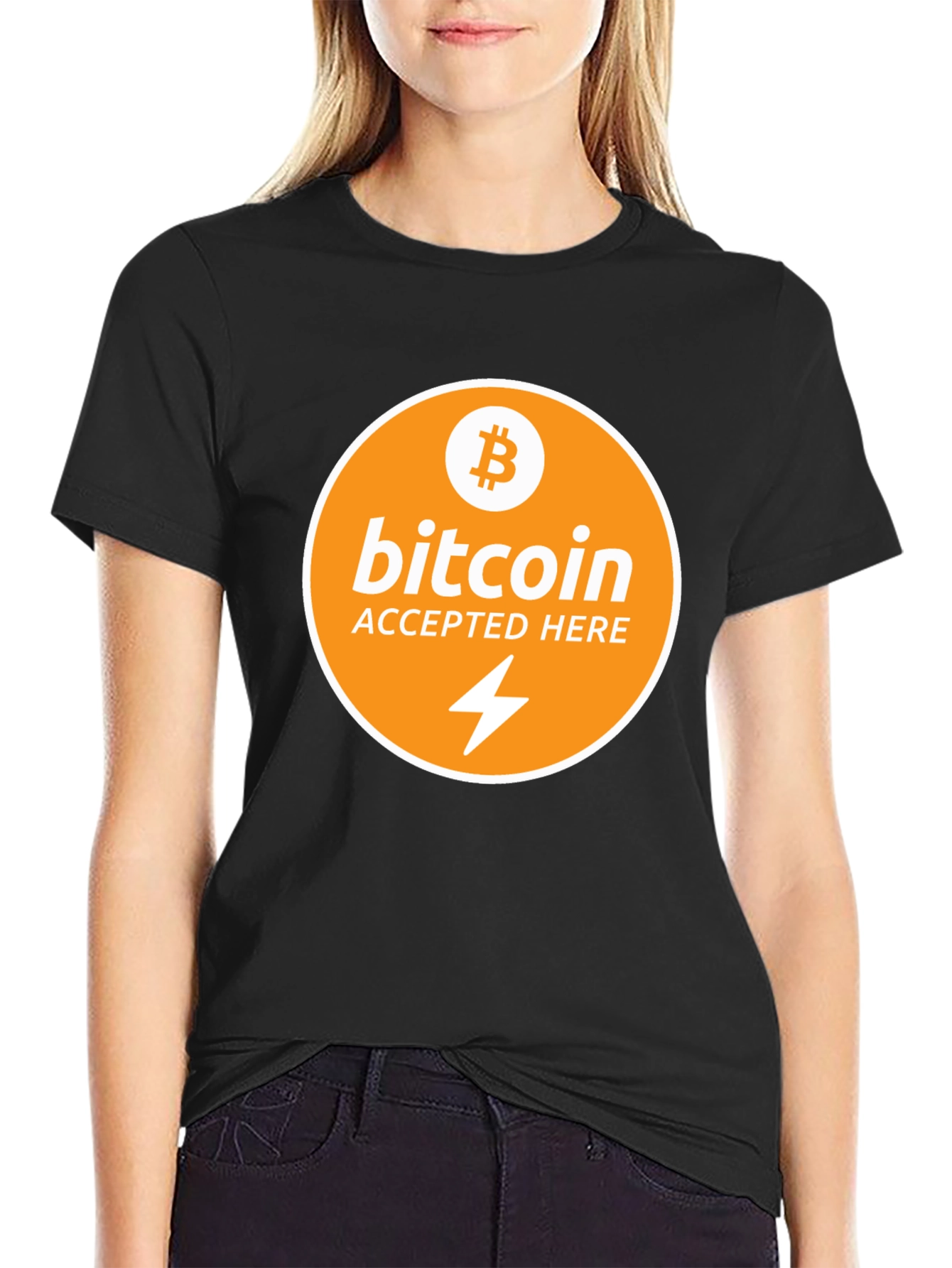 Bitcoin Accepted Here Black T-Shirt Crypto