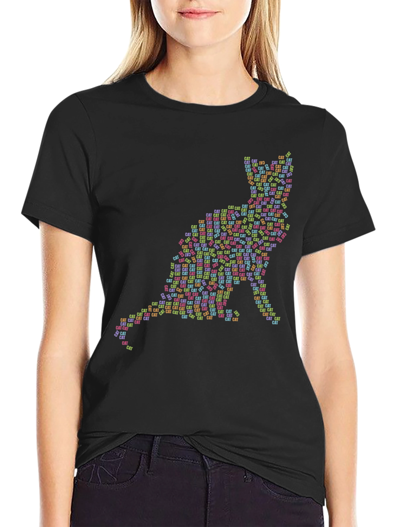 Cat Word Art Graphic T-Shirt