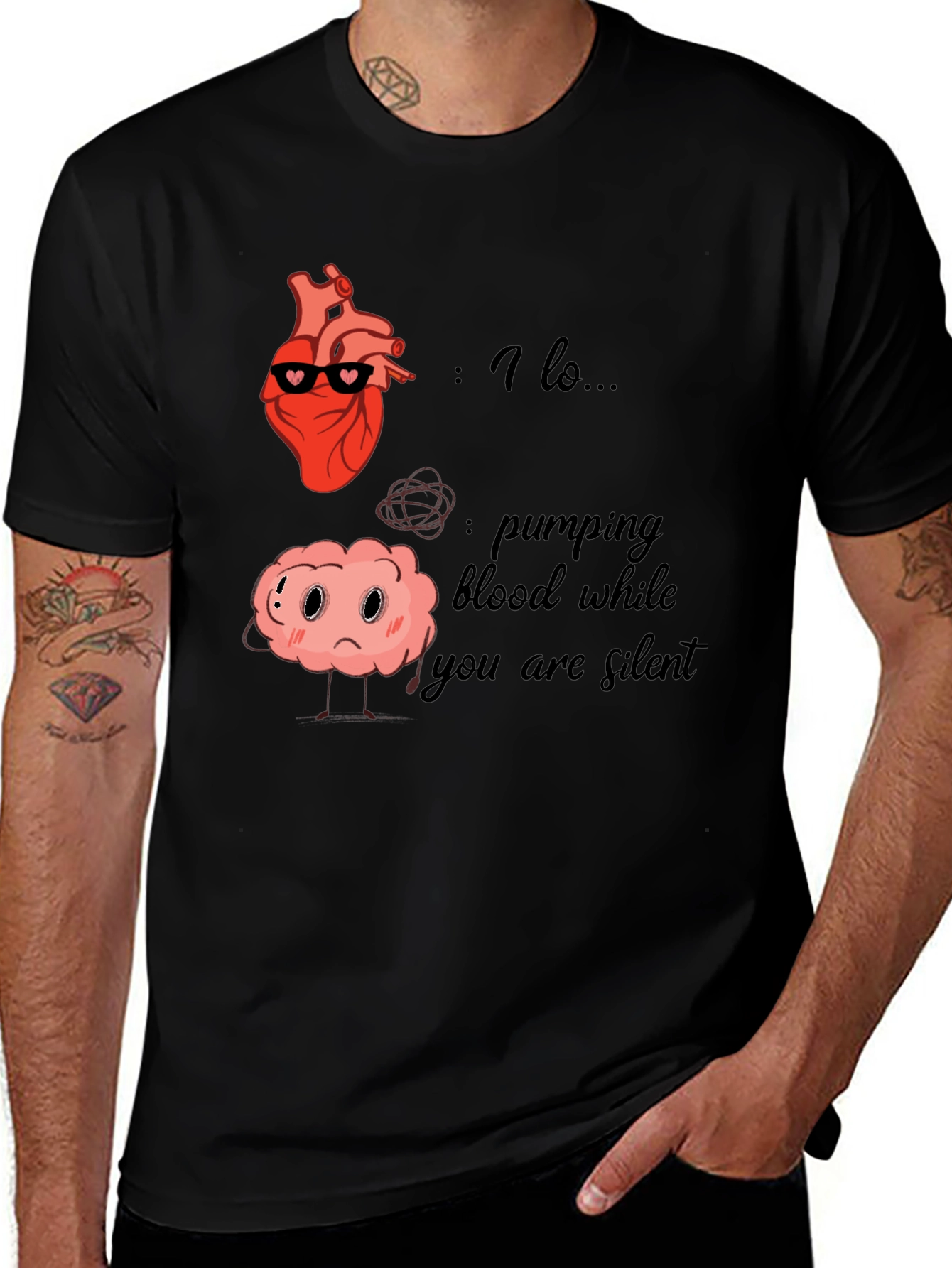 Heart and Brain T-Shirt - Funny Anatomy Graphic Tee