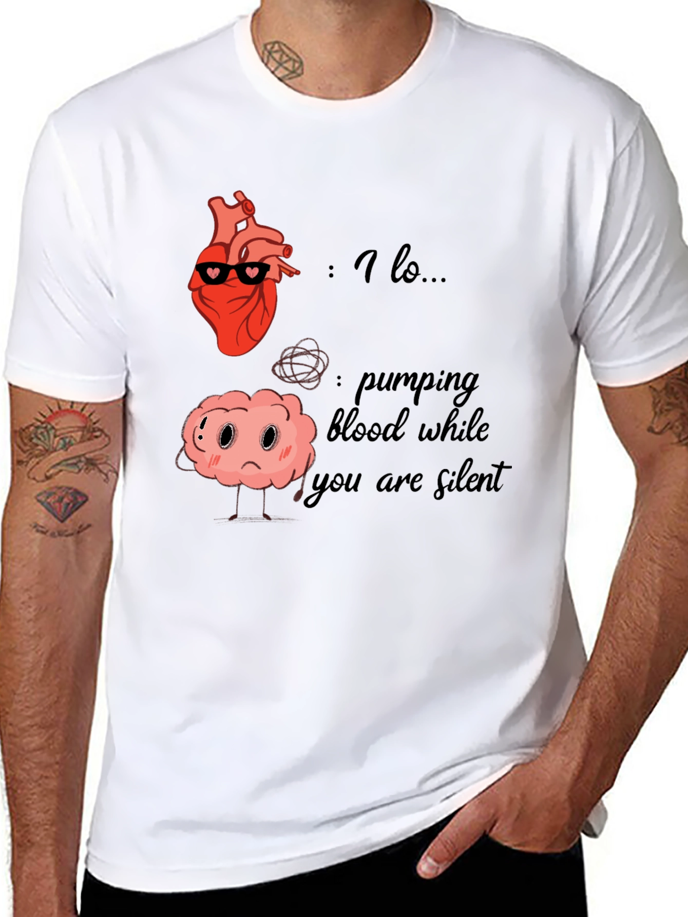 Heart and Brain T-Shirt - Funny Anatomy Graphic Tee