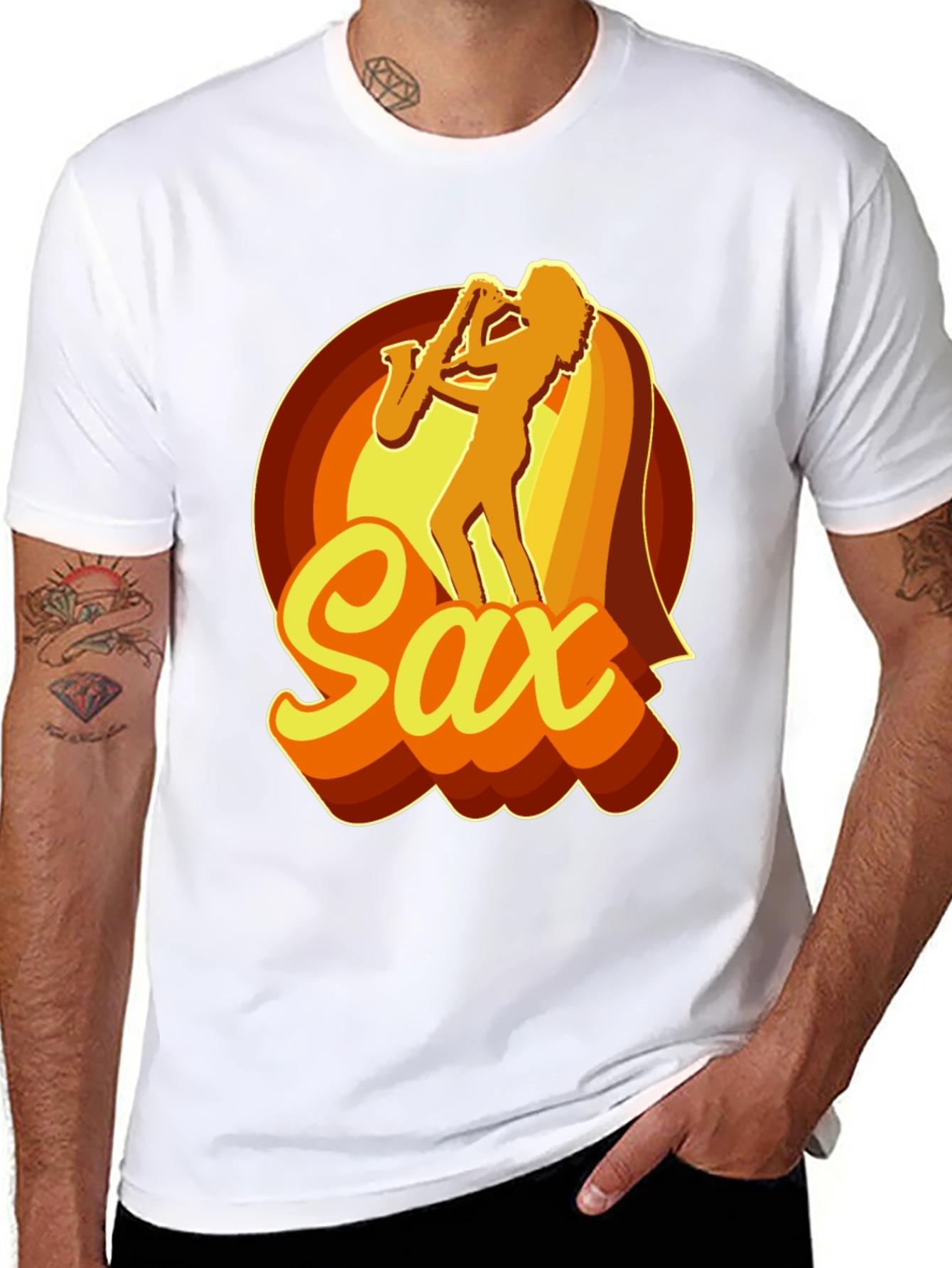 Retro Saxophone Player Graphic T-Shirt