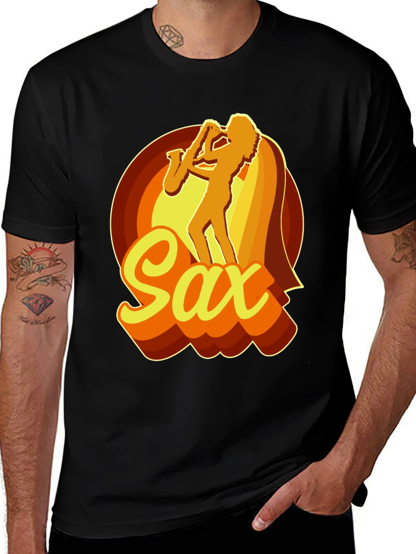 Retro Saxophone Player Graphic T-Shirt
