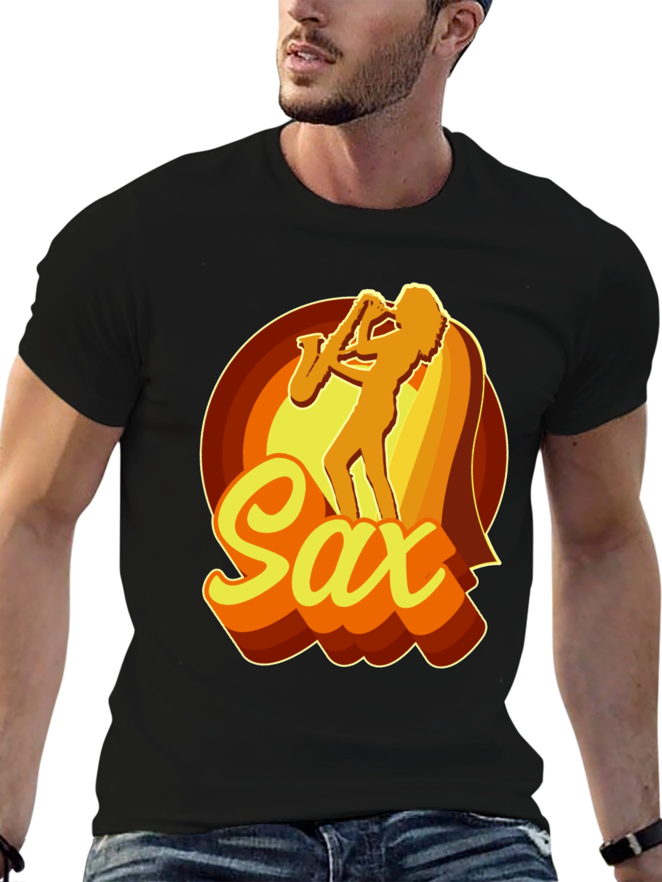 Retro Saxophone Player Graphic T-Shirt