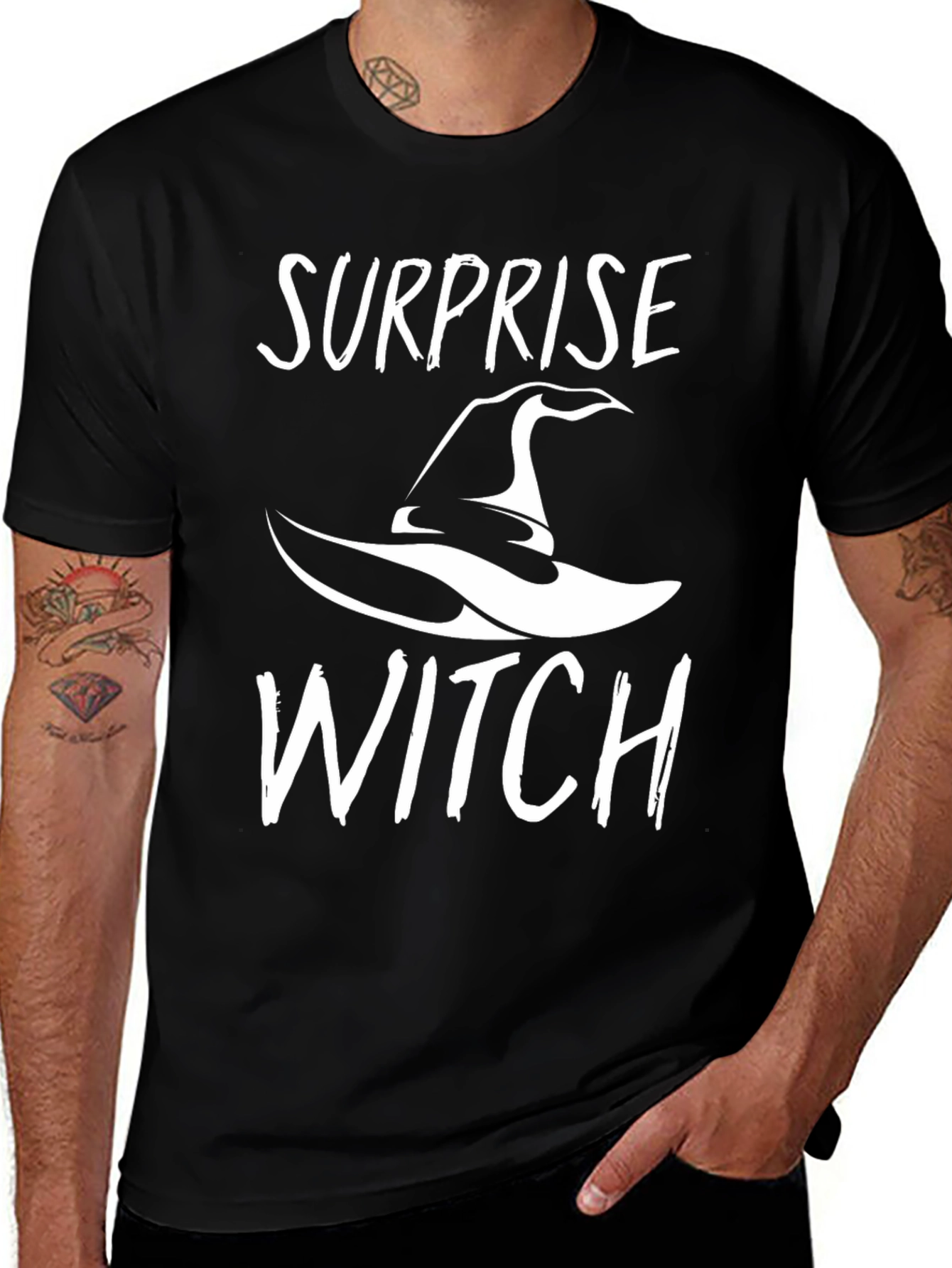 Surprise Witch Graphic Tee - Halloween Party Shirt