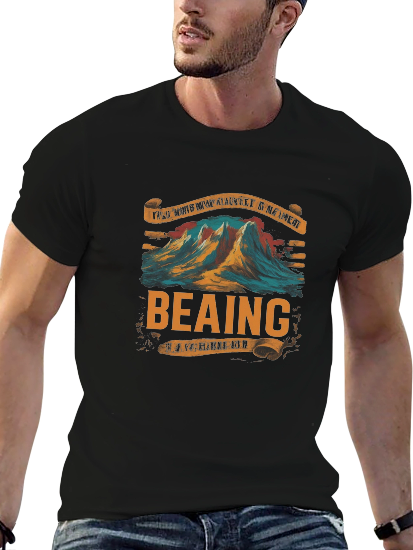 Retro BEAING Mountain Graphic T-Shirt