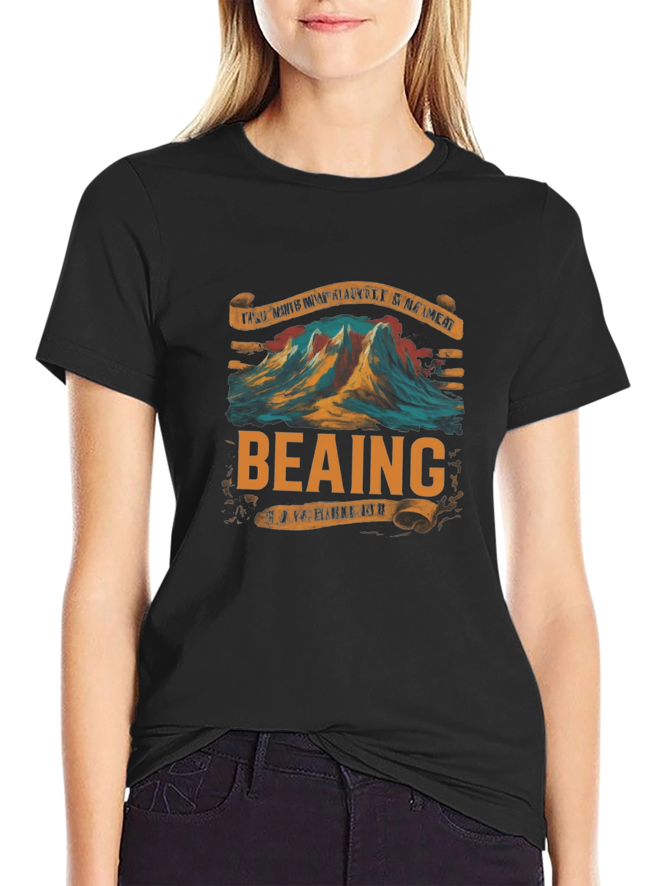Retro BEAING Mountain Graphic T-Shirt