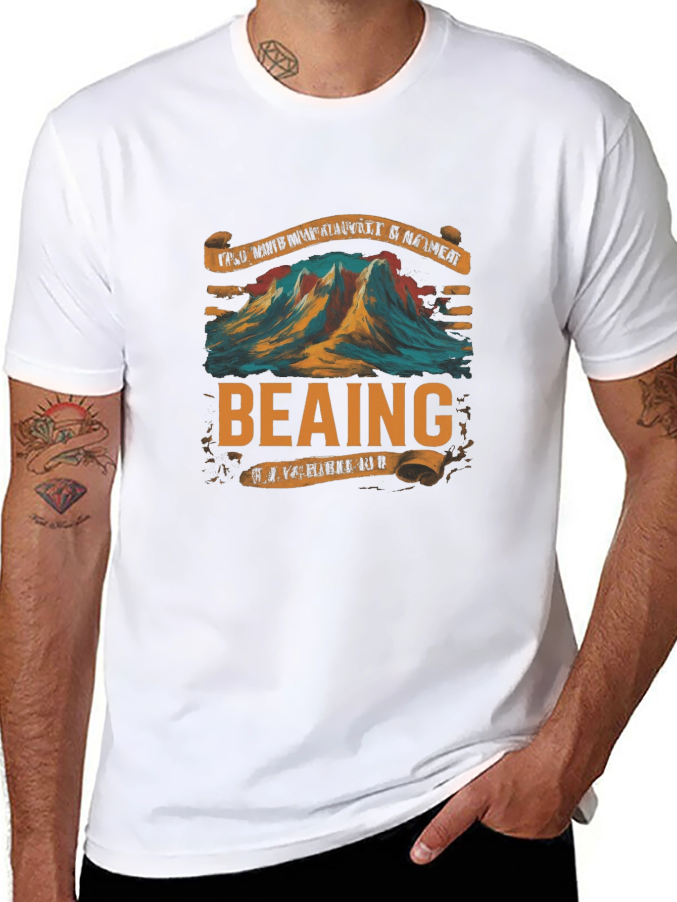 Retro BEAING Mountain Graphic T-Shirt