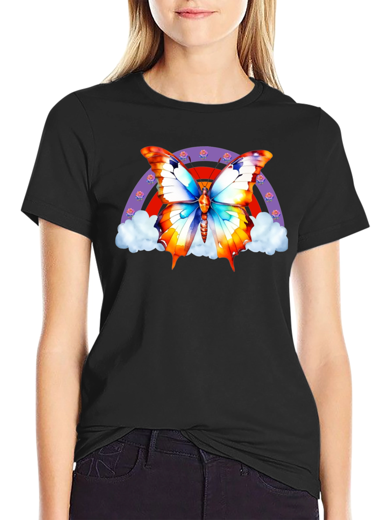 Butterfly Rainbow T-Shirt - Stylish Graphic Tee