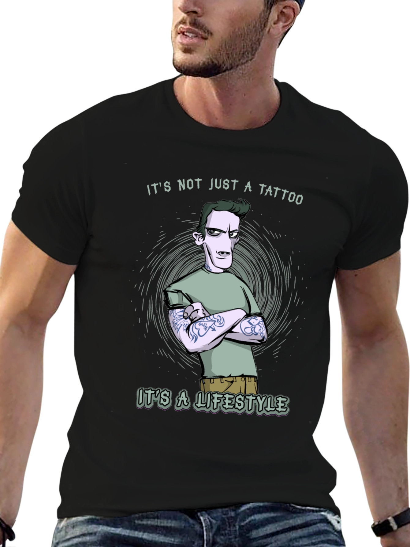 Tattoo Lifestyle Graphic Tee - Black Cotton T-Shirt