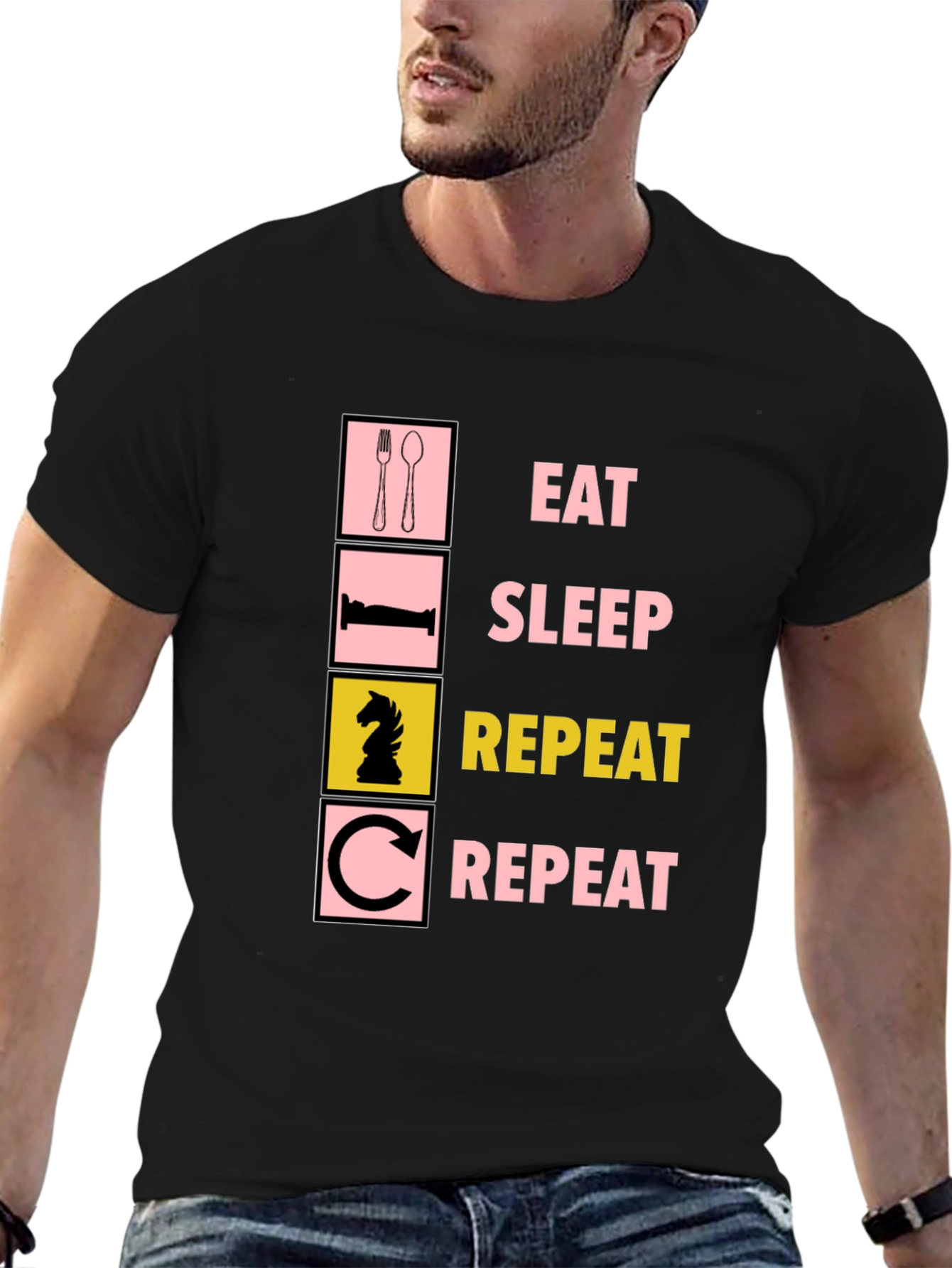 Eat Sleep Chess Repeat Graphic Tee