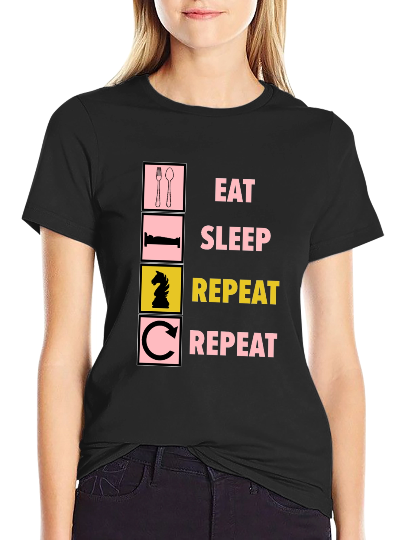 Eat Sleep Chess Repeat Graphic Tee