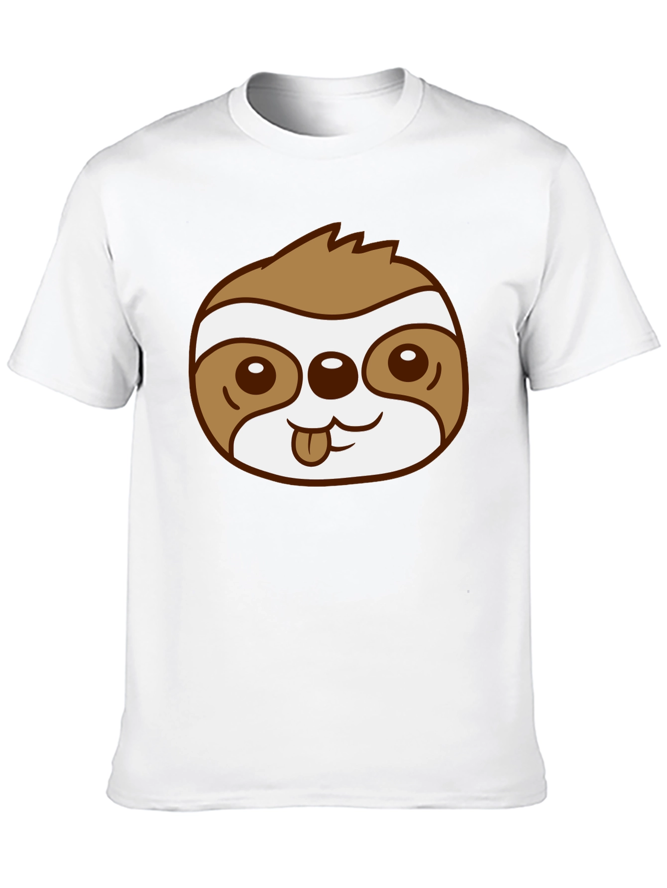 Cute Sloth Face Graphic Black T-Shirt