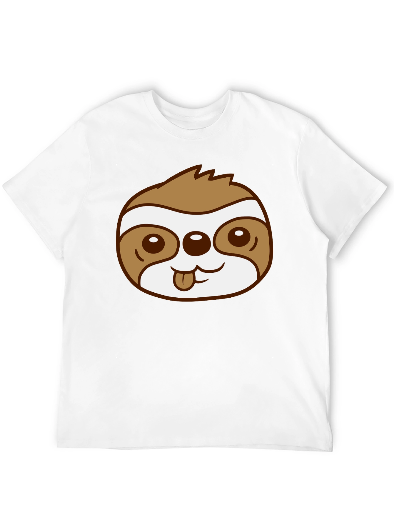 Cute Sloth Face Graphic Black T-Shirt