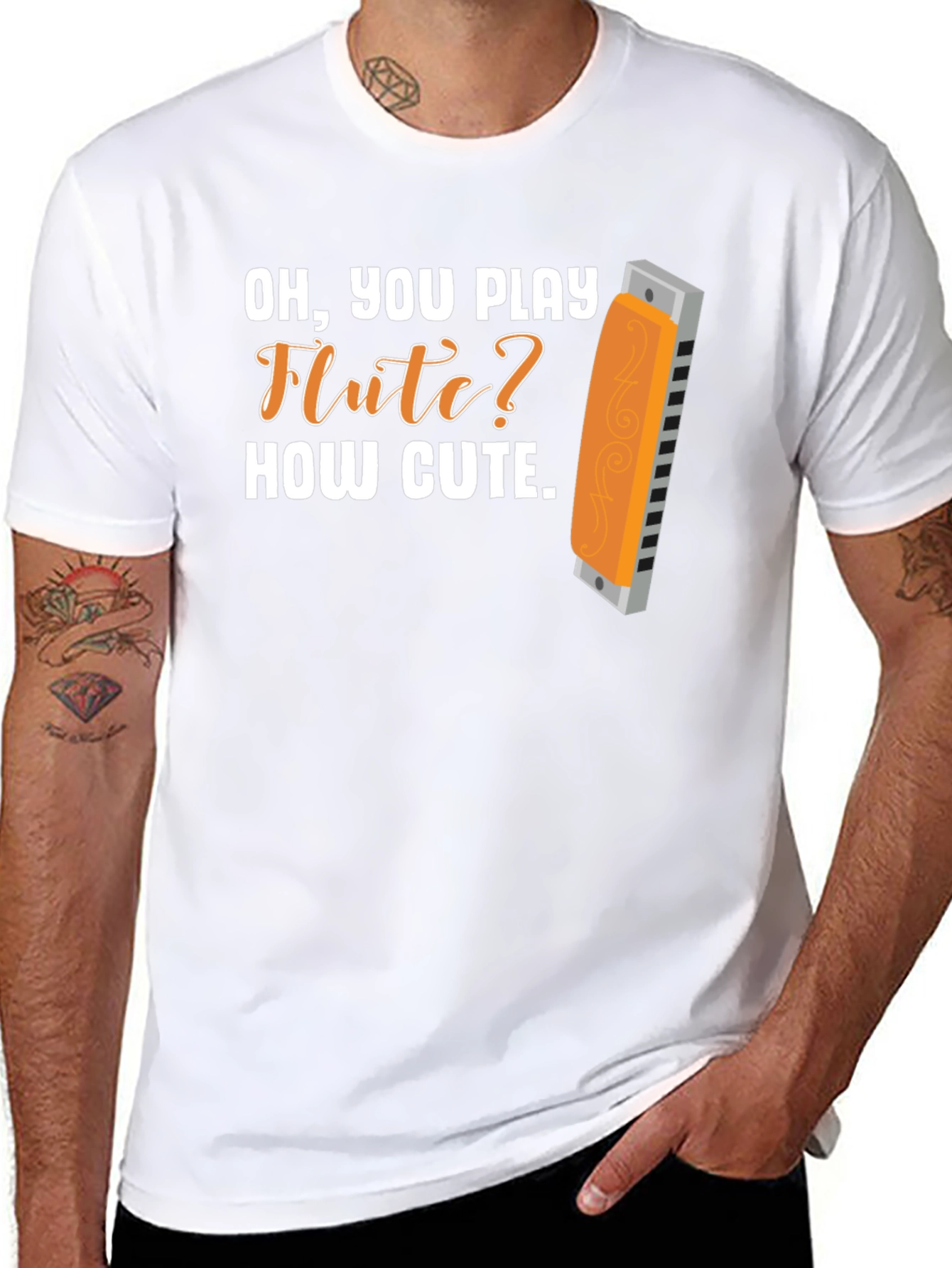 Funny Harmonica T-Shirt: Oh You Play Flute? How Cute