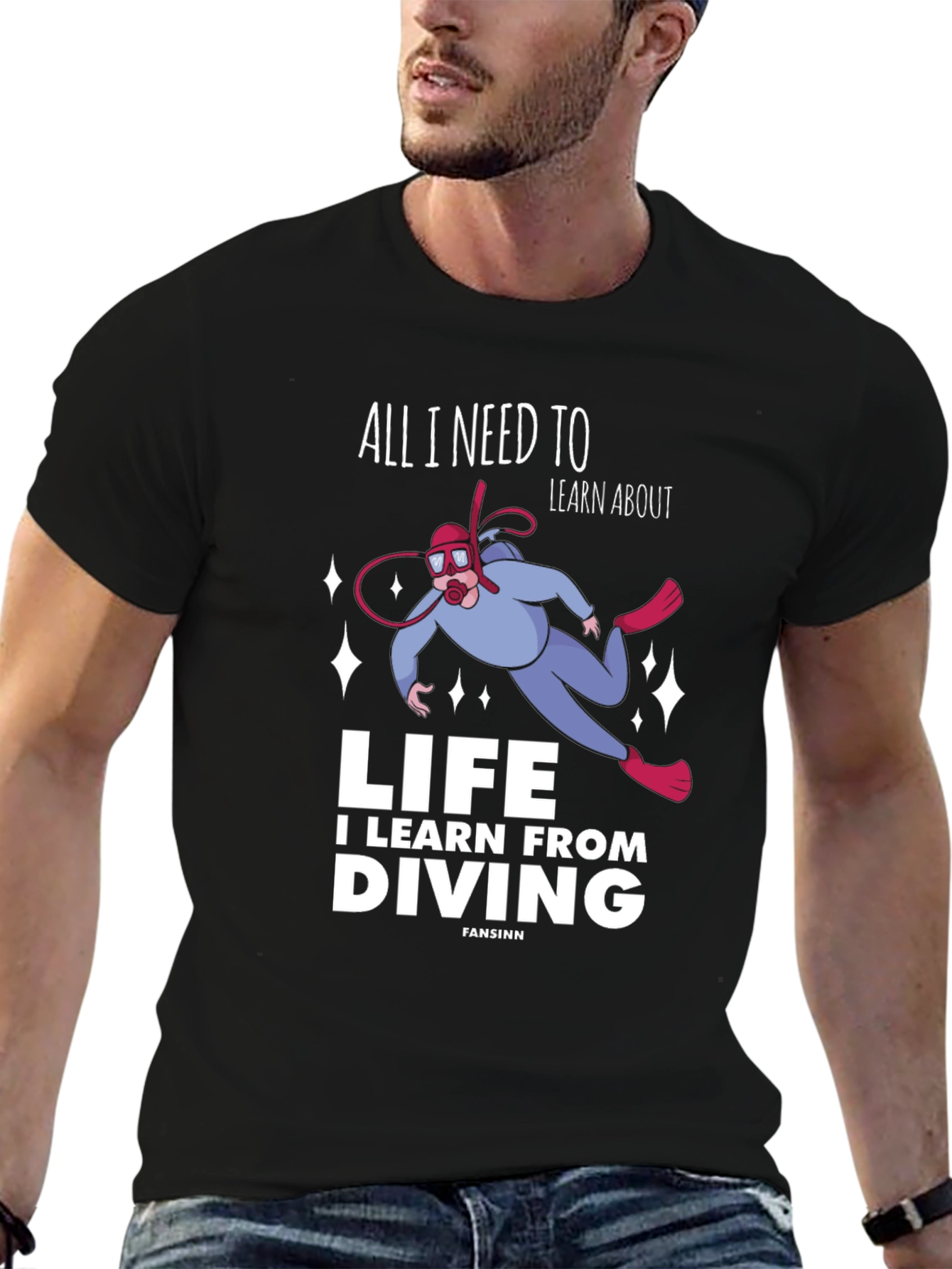 Diving Life Graphic T-Shirt - Unisex Black Tee
