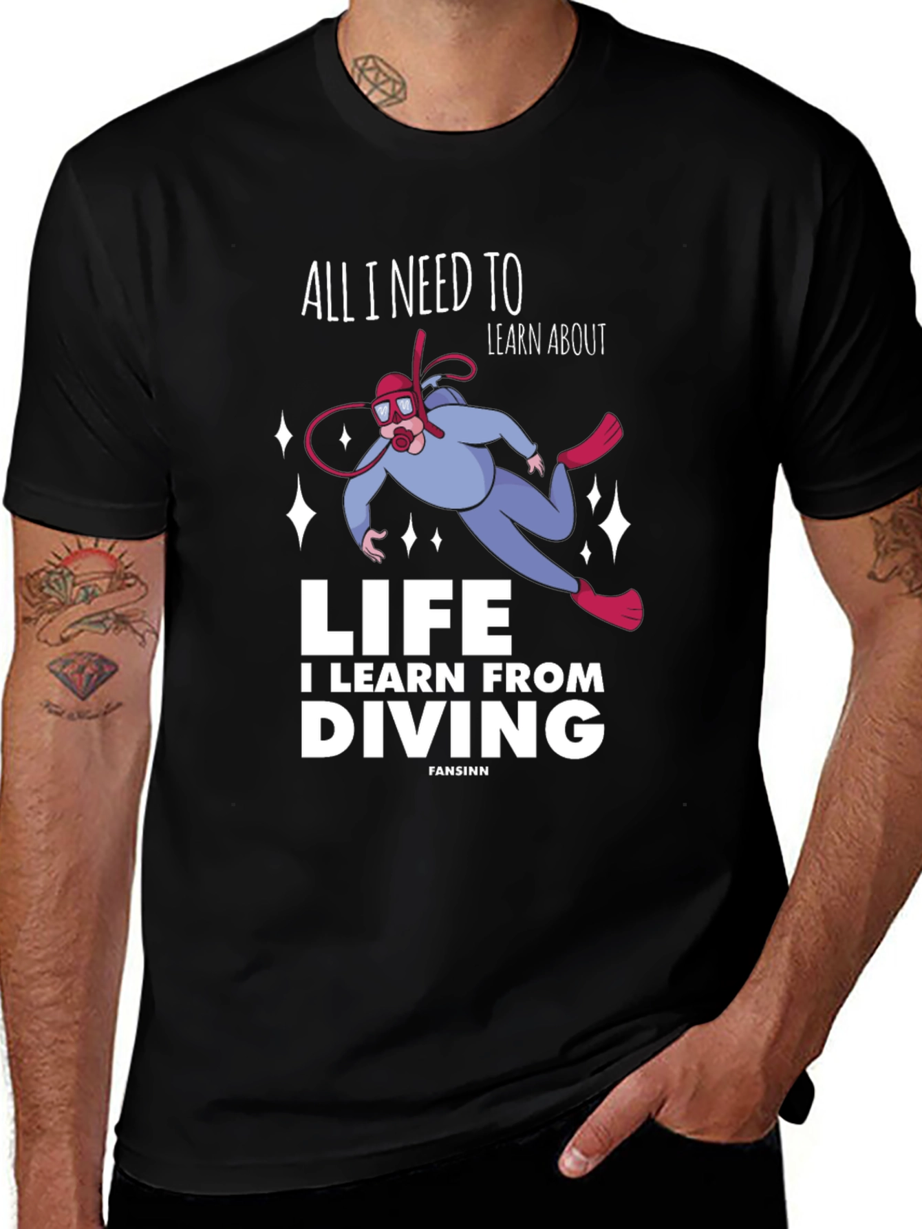 Diving Life Graphic T-Shirt - Unisex Black Tee