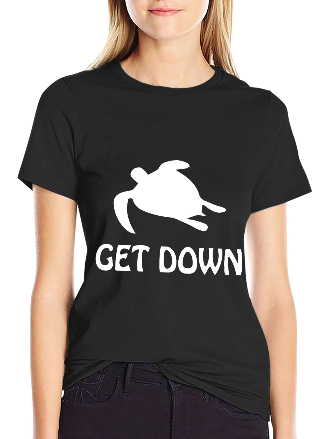 Get Down Turtle Graphic Tee - Black Cotton T-Shirt