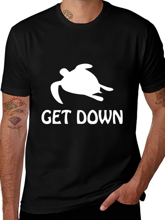 Get Down Turtle Graphic Tee - Black Cotton T-Shirt