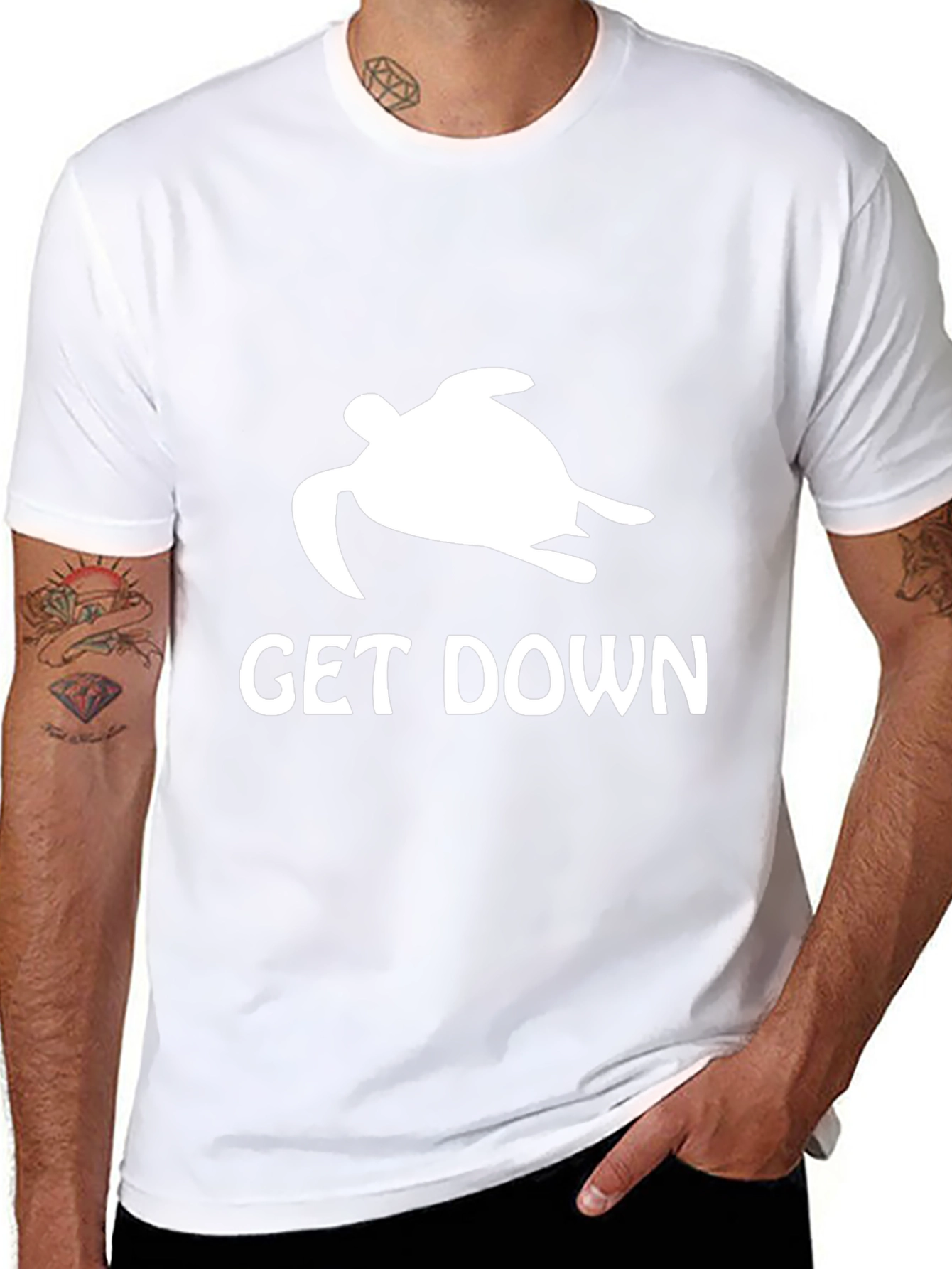 Get Down Turtle Graphic Tee - Black Cotton T-Shirt