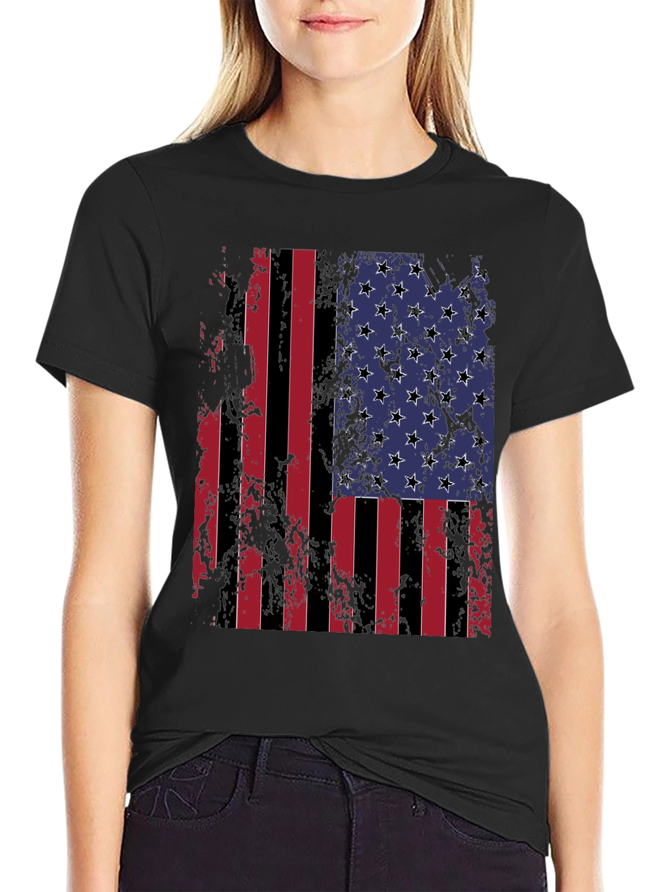 Distressed American Flag Graphic T-Shirt